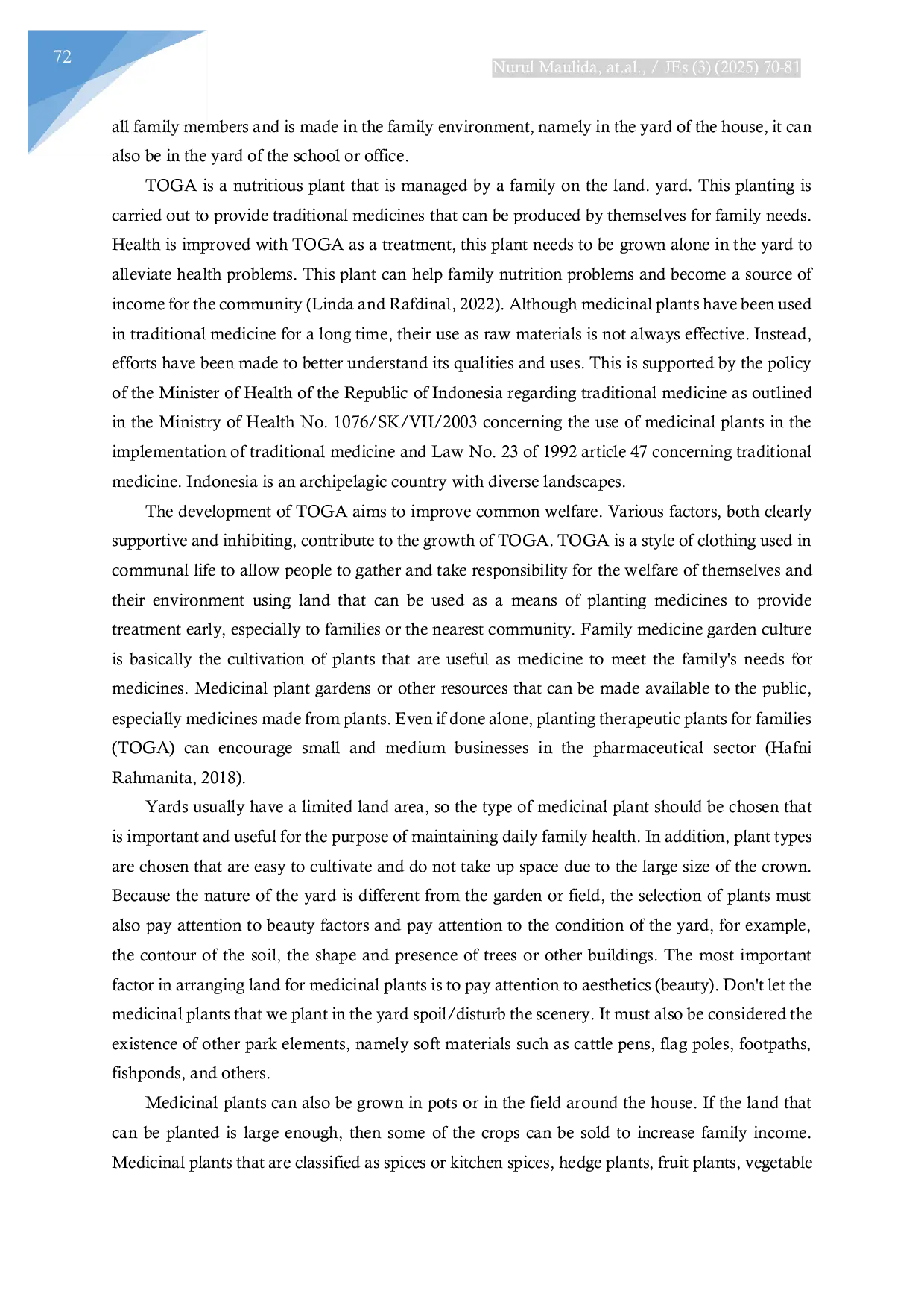 JURIS Fostering Students Environmental Awareness through the Family Medicinal Plants Toga Program