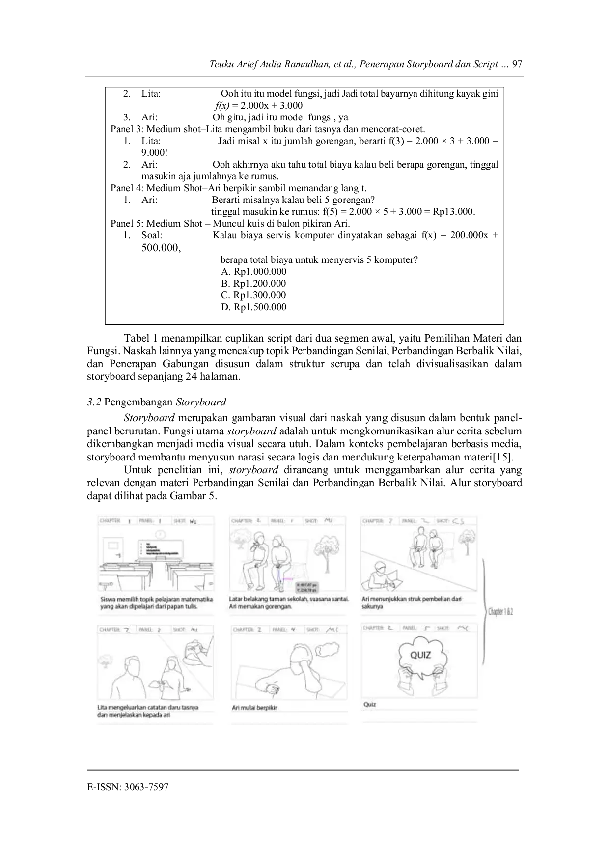 JURIS Pengembangan Storyboard dan Script Media Komik Interaktif Pembelajaran Matematika