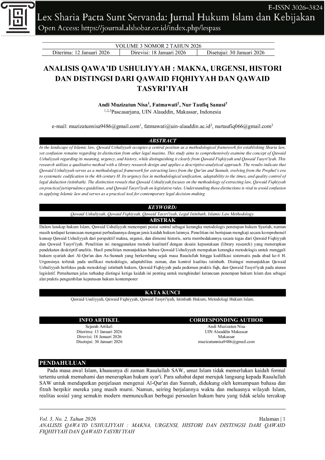 JURIS Analisis Qawa id Ushuliyyah Makna Urgensi Histori Dan Distingsi Dari Qawaid Fiqhiyyah Dan Qawaid Tasyri iyah