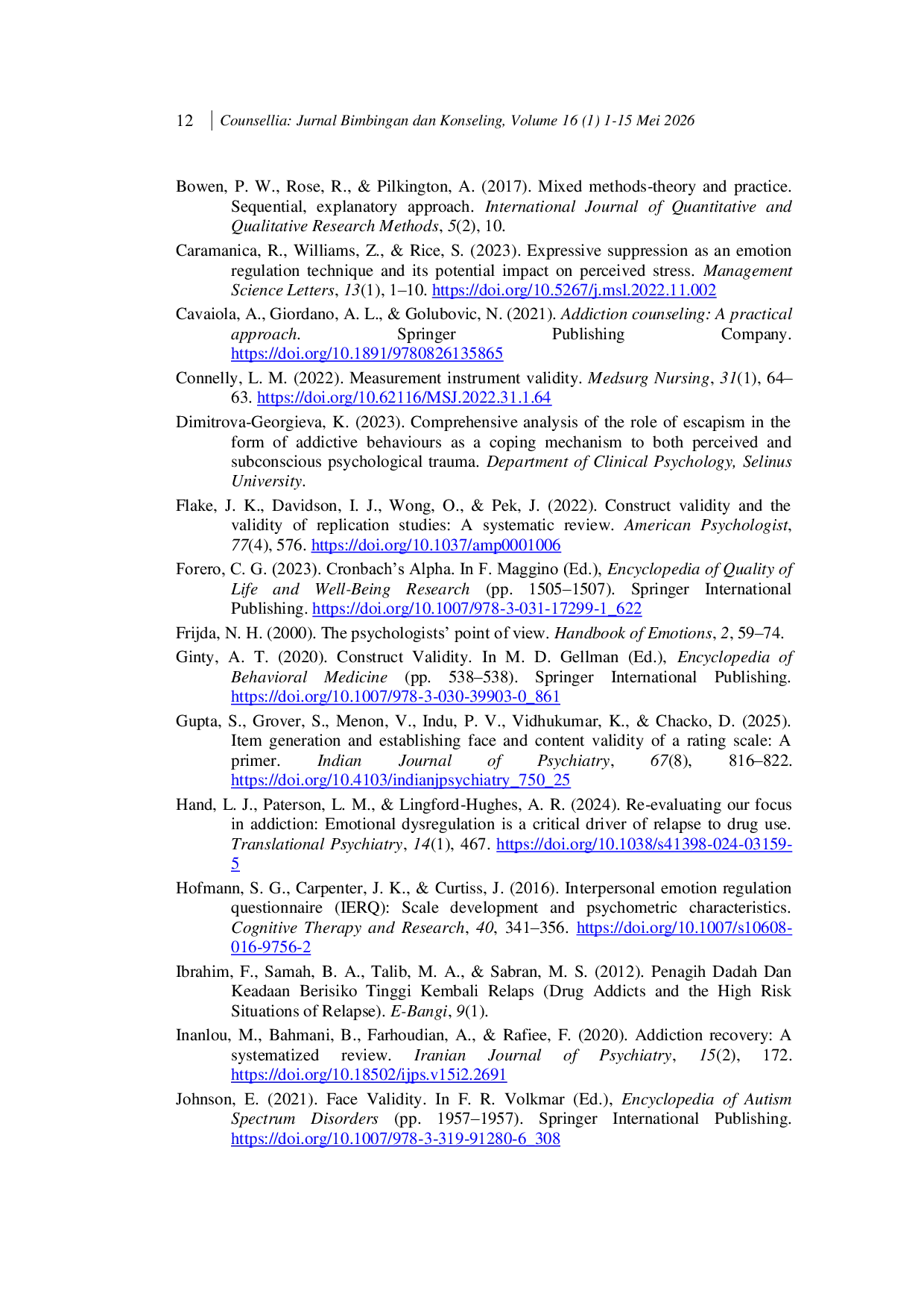 JURIS Compilation and testing of an emotion regulation scale for Muslim drug addicted clients