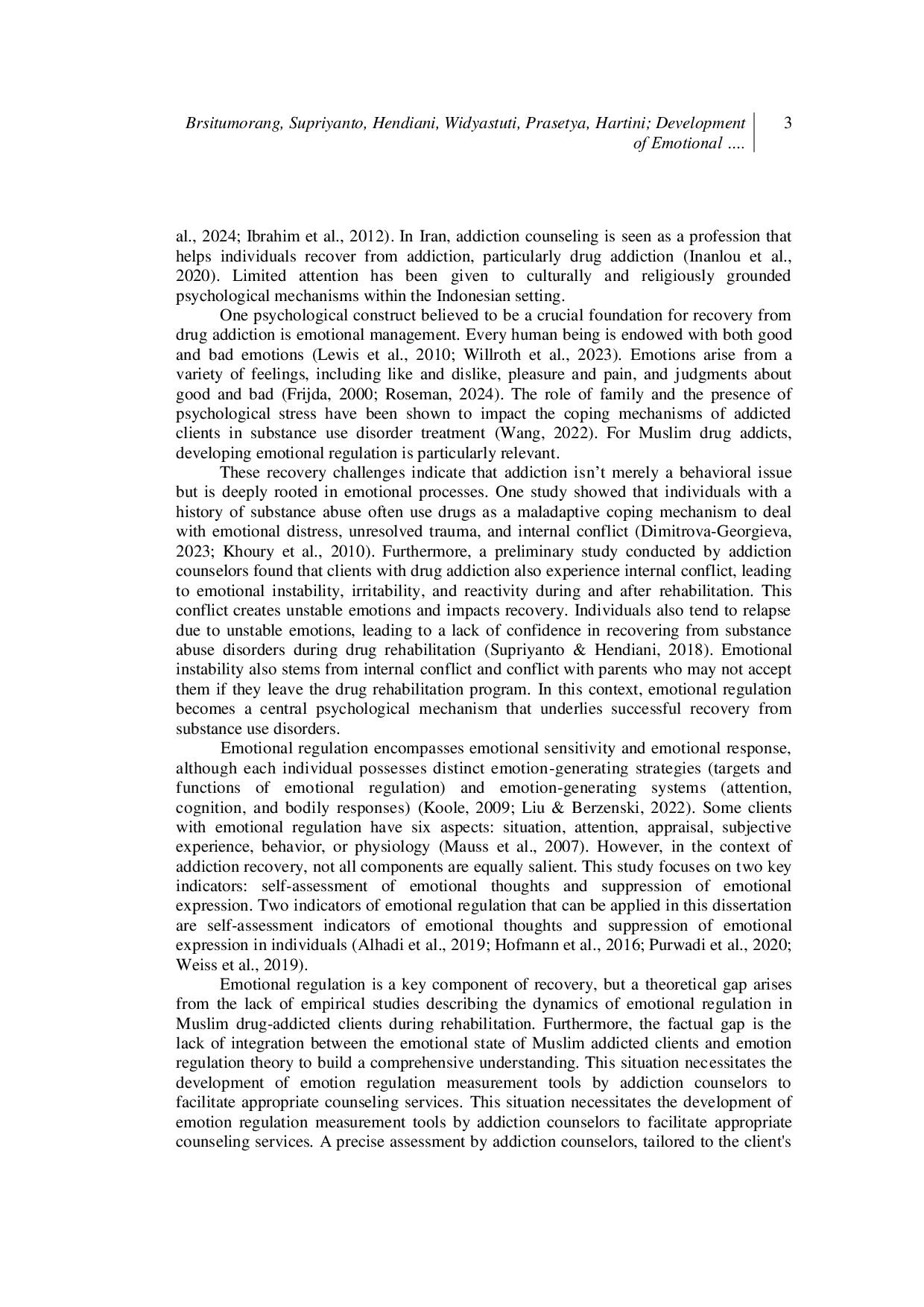 JURIS Compilation and testing of an emotion regulation scale for Muslim drug addicted clients