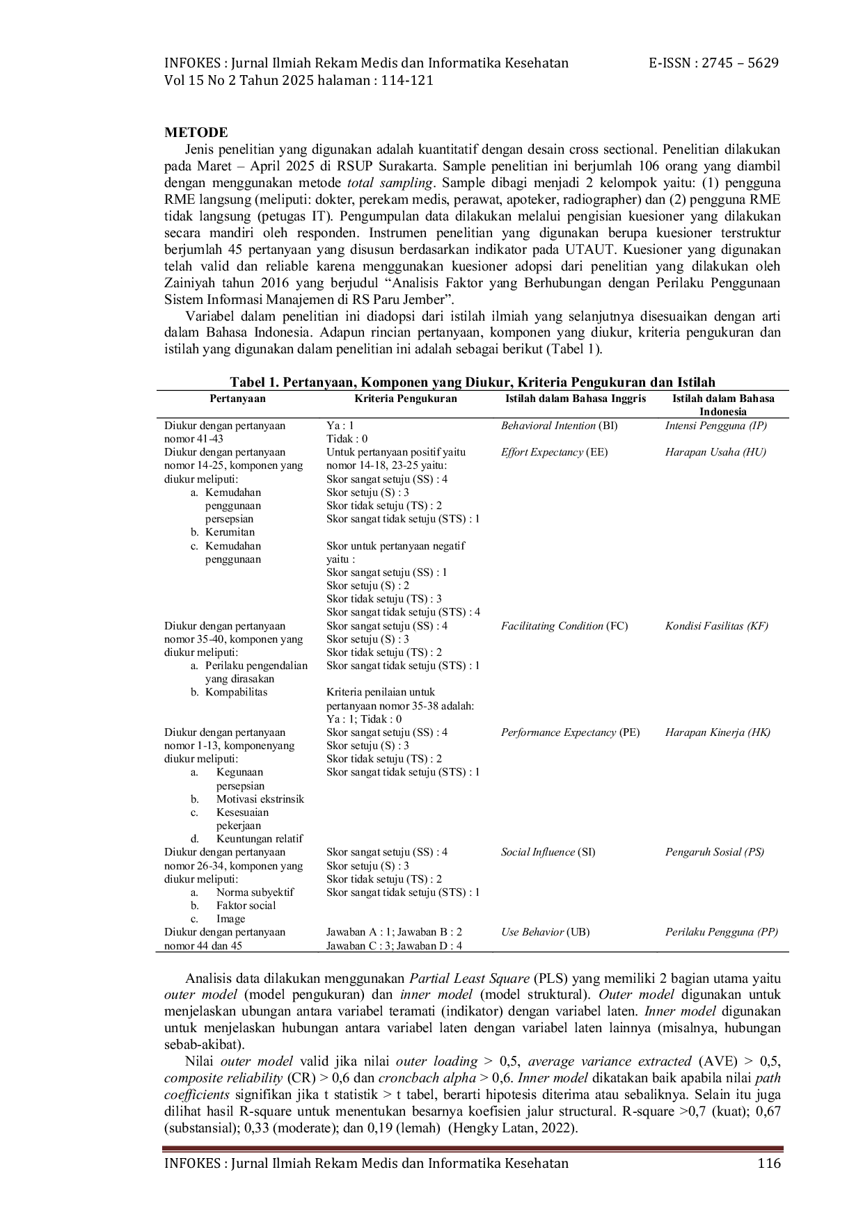 JURIS Pemodelan Penerimaan Rekam Medis Elektronik RME Pada Society Era 5 0 Studi Kasus di RSUP Surakarta