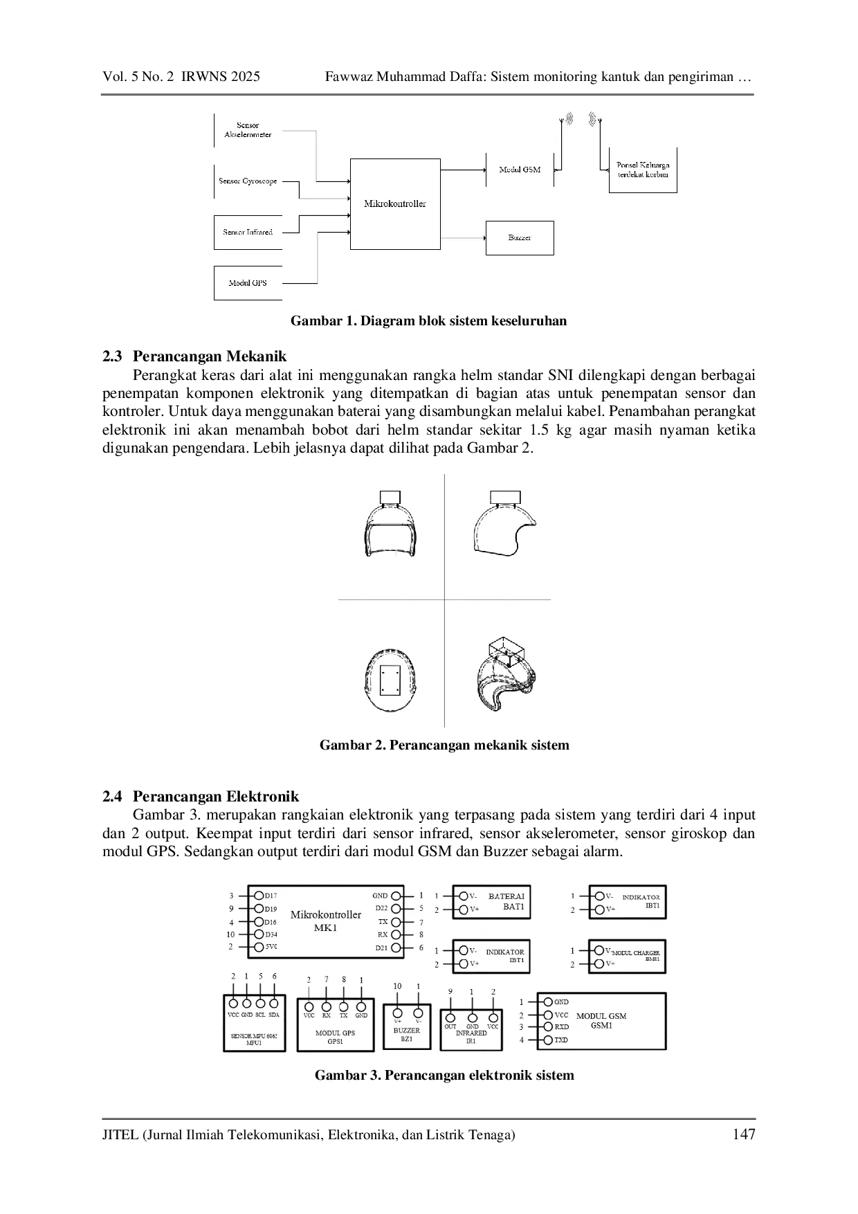 JURIS Sistem monitoring kantuk dan pengiriman lokasi kecelakaan berbasis GSM pada helm