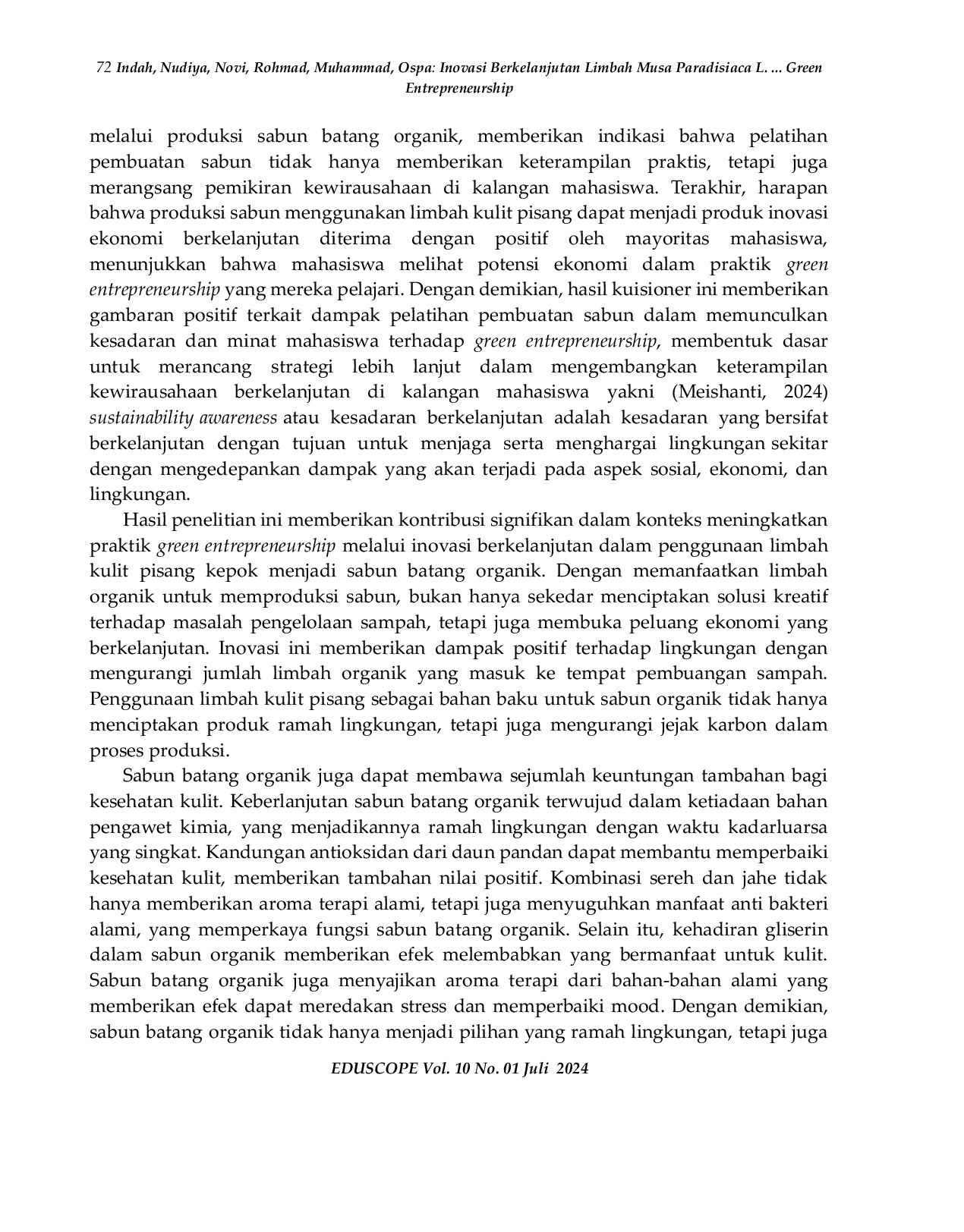 JURIS Inovasi Berkelanjutan Limbah Musa Paradisiaca L untuk Meningkatkan Green Entrepreneurship