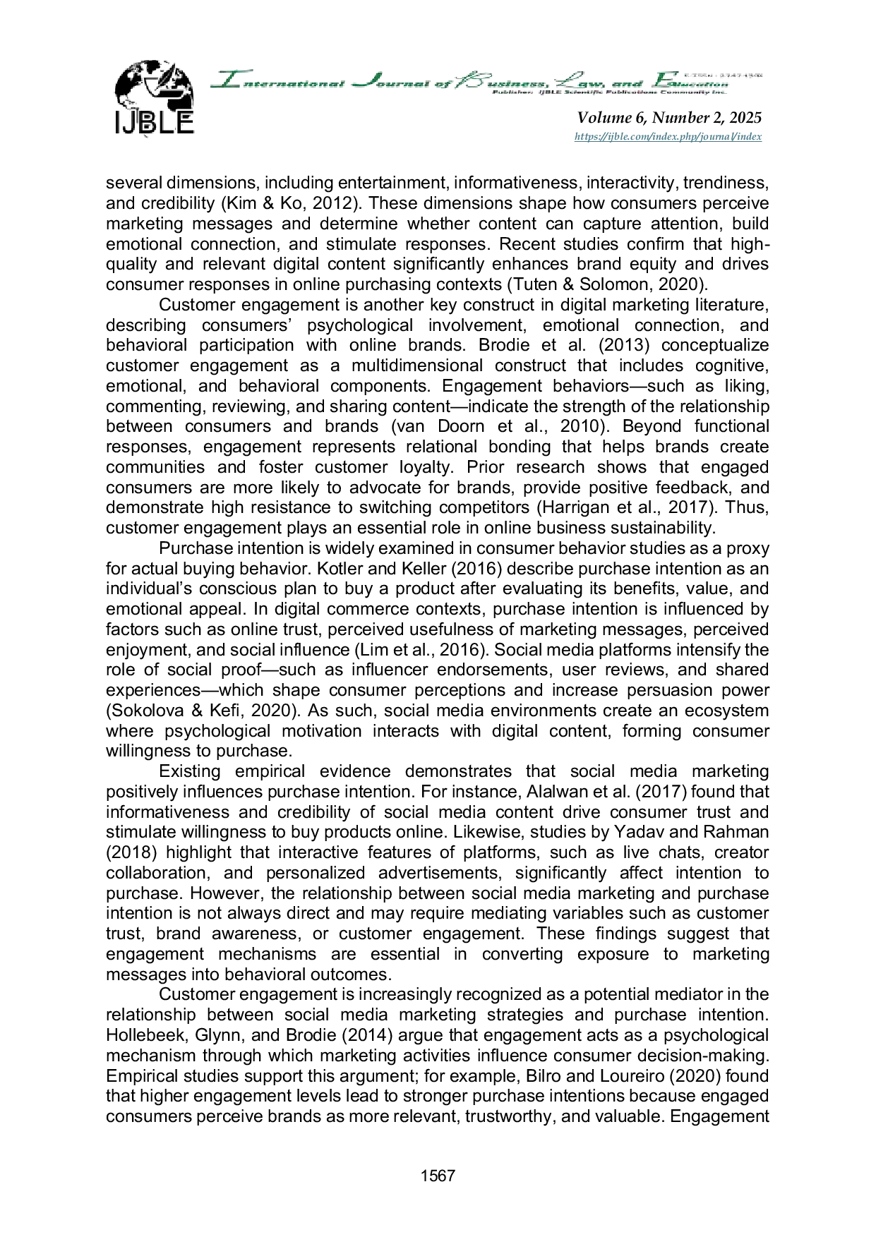 JURIS Social Media Marketing Strategies and Customer Engagement Effects on Purchase Intention in Online Business