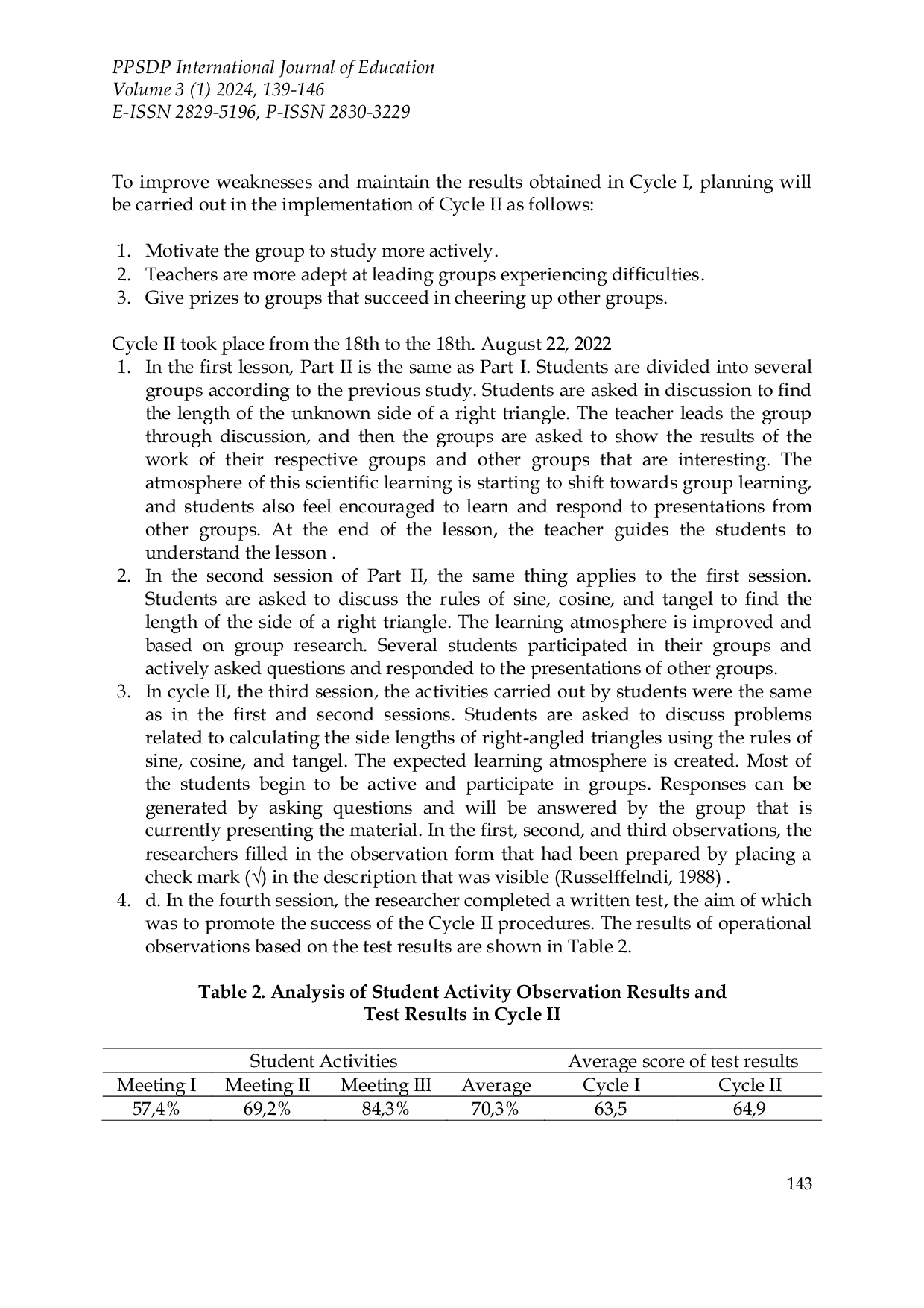 JURIS Increasing Student s Learning Activity on Trigonometry Material through a Contextual Based Group Investigation Learning Model
