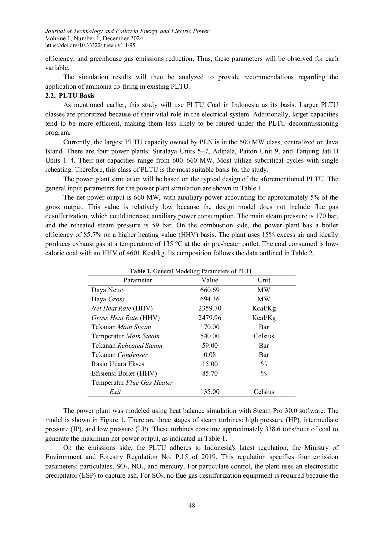 JURIS Study on the Application of Ammonia Co firing in Existing 600 MW Subcritical Coal Fired Power Plants in Indonesia Investigation of Combustion Equipment