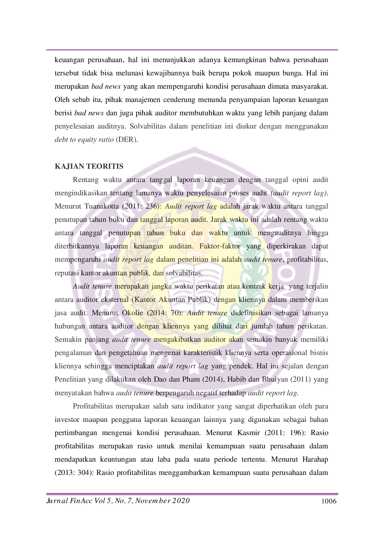 JURIS Pengaruh Audit Tenure Profitabilitas Reputasi Kantor Akuntan Publik dan Solvabilitas Terhadap Audit Report Lag Pada Perusahaan Sektor Industri Barang Konsumsi di Bursa Efek Indonesia