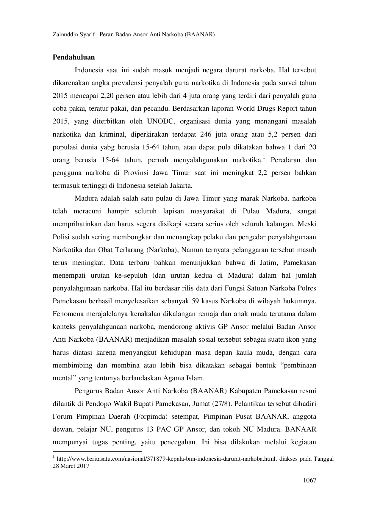 JURIS Peran Badan Ansor Anti Narkoba BAANAR dalam Menanggulangi Peredaran Narkoba di Pamekasan