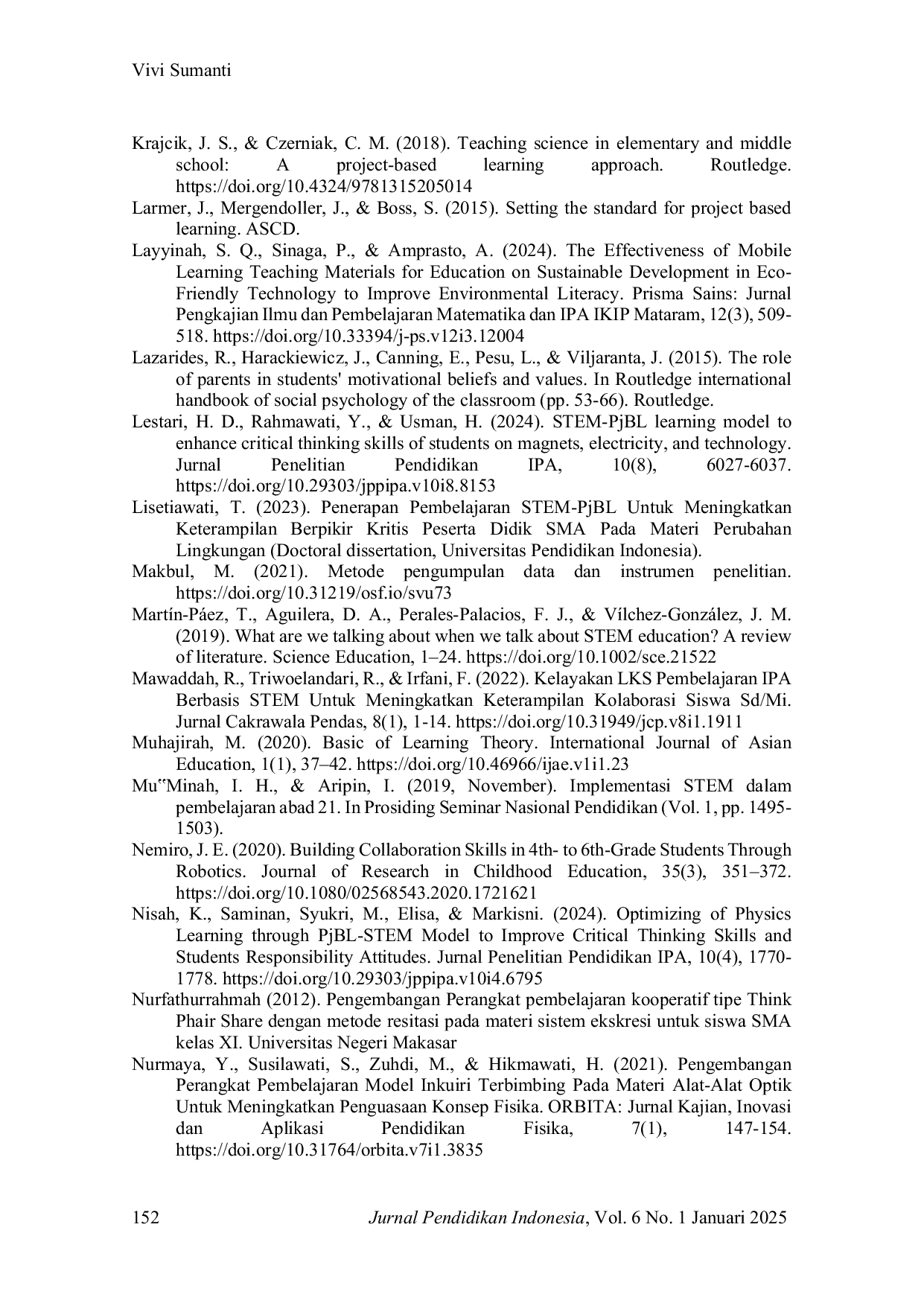 JURIS Pengembangan Perangkat Pembelajaran Berbasis STEM Project Based Learning Untuk Meningkatkan Keterampilan Berpikir Kritis Dan Keterampilan Kolaborasi Siswa SD