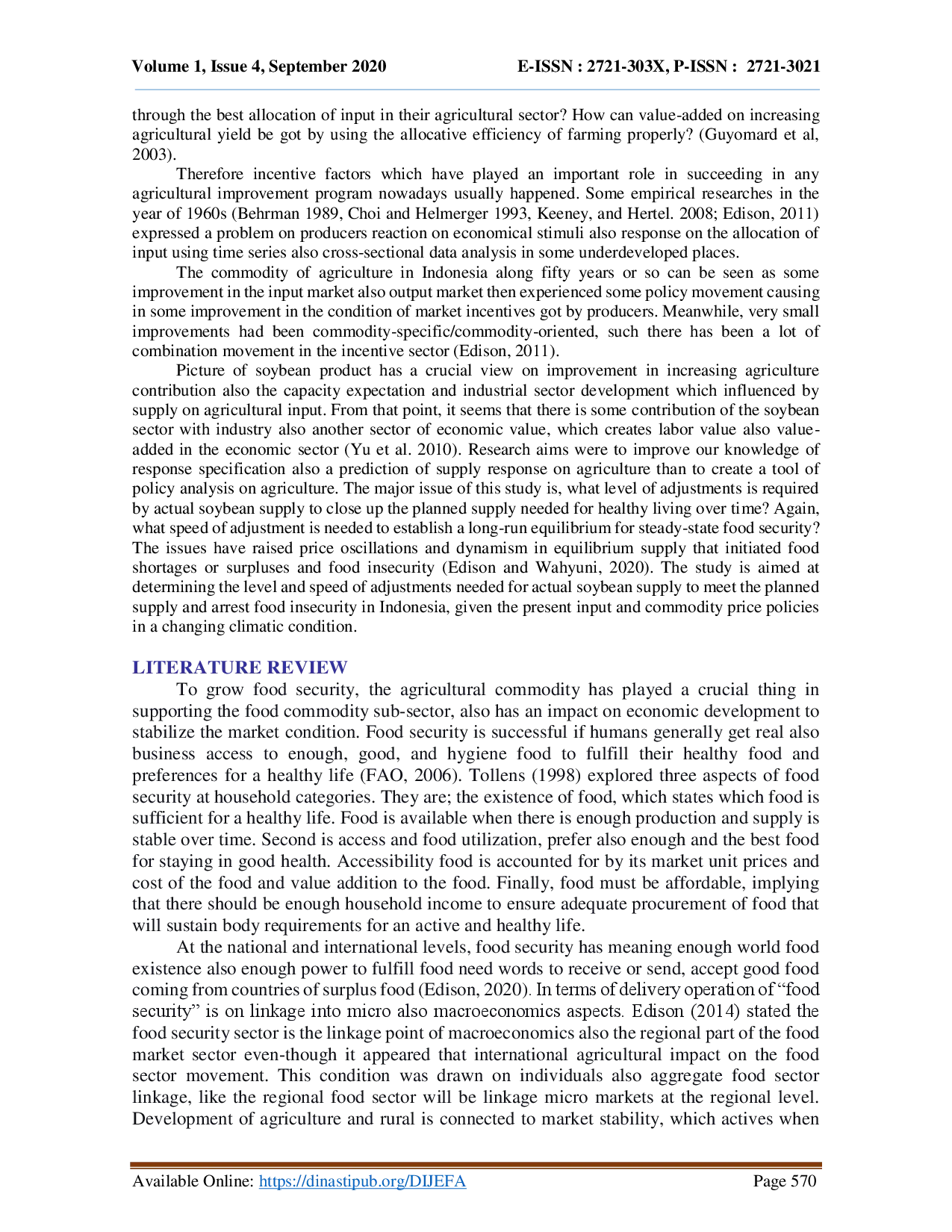 juris Dynamic Supply Response Implications for Indonesia Soybean Crop