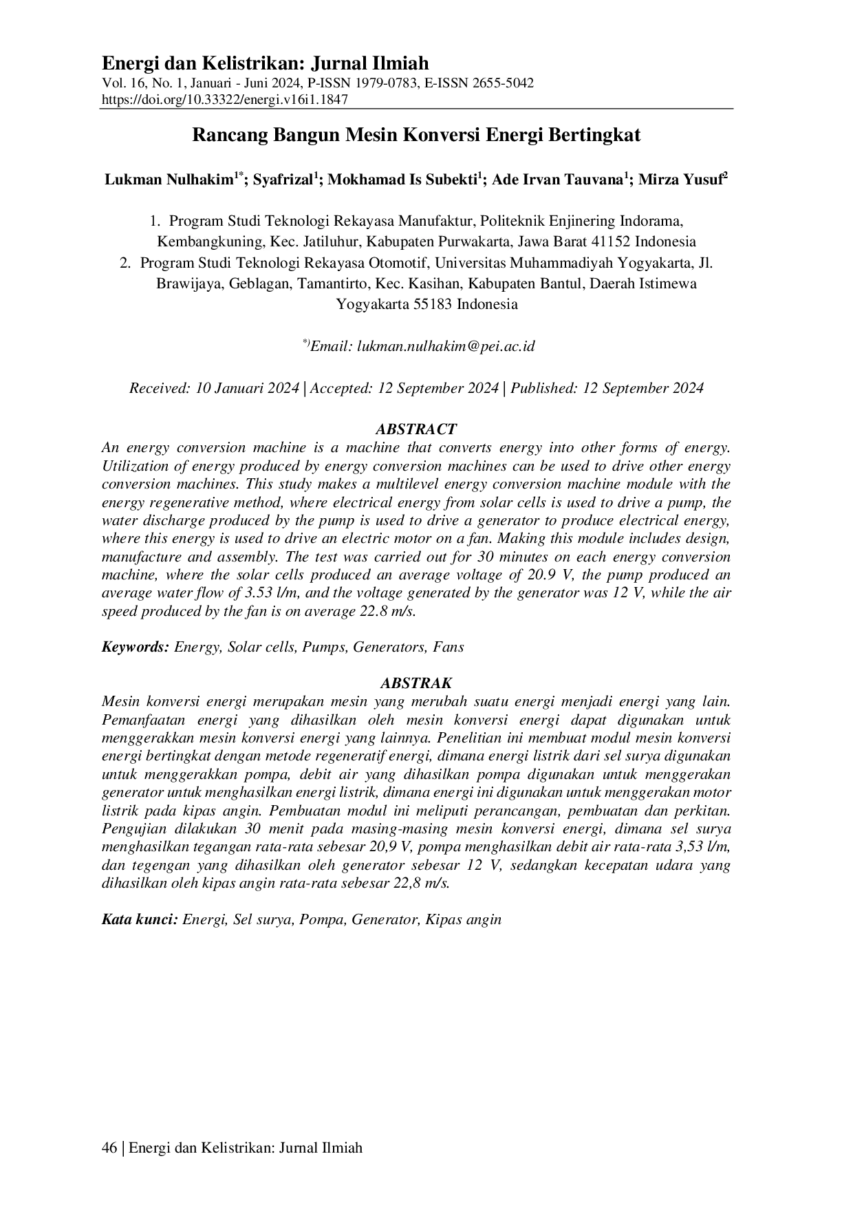 JURIS Rancang Bangun Mesin Konversi Energi Bertingkat