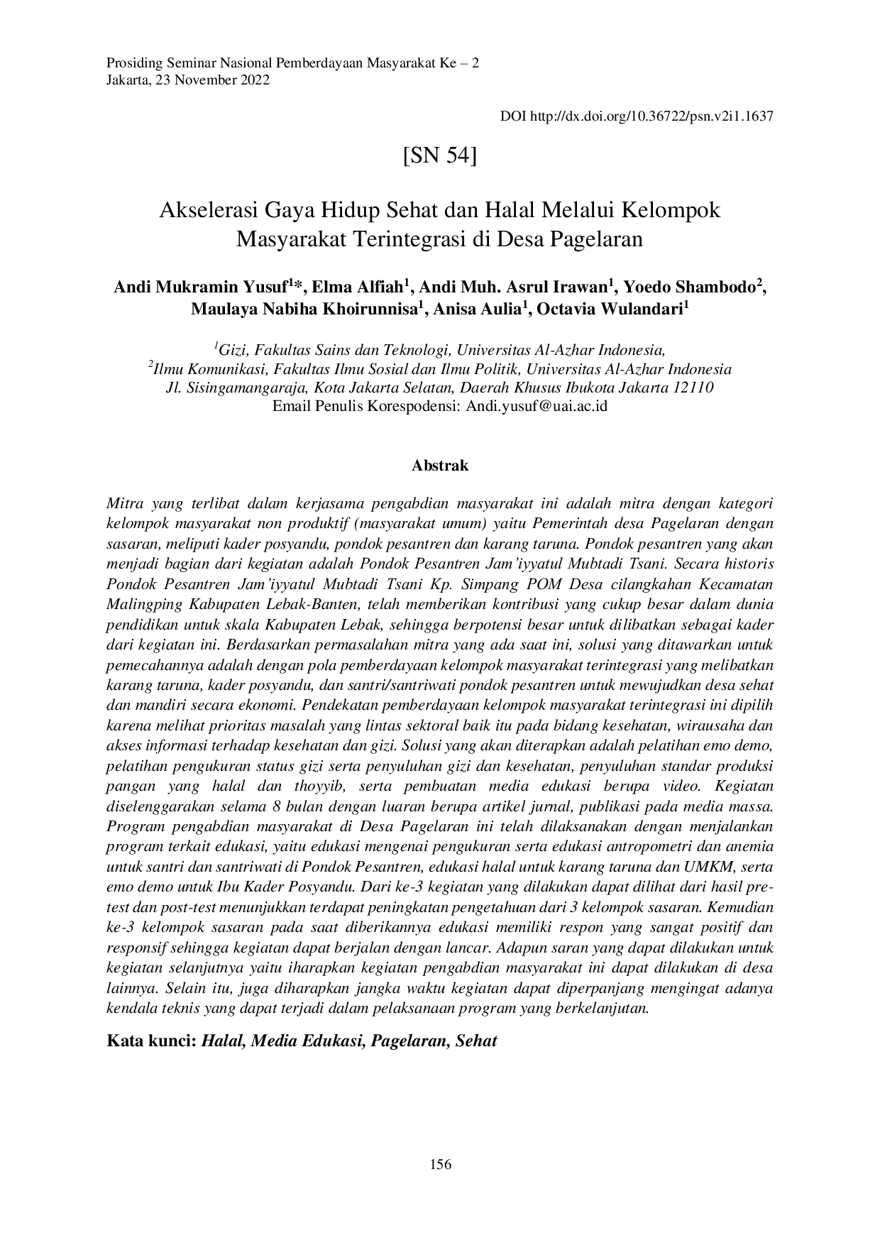 JURIS Akselerasi Gaya Hidup Sehat dan Halal Melalui Kelompok Masyarakat Terintegrasi di Desa Pagelaran