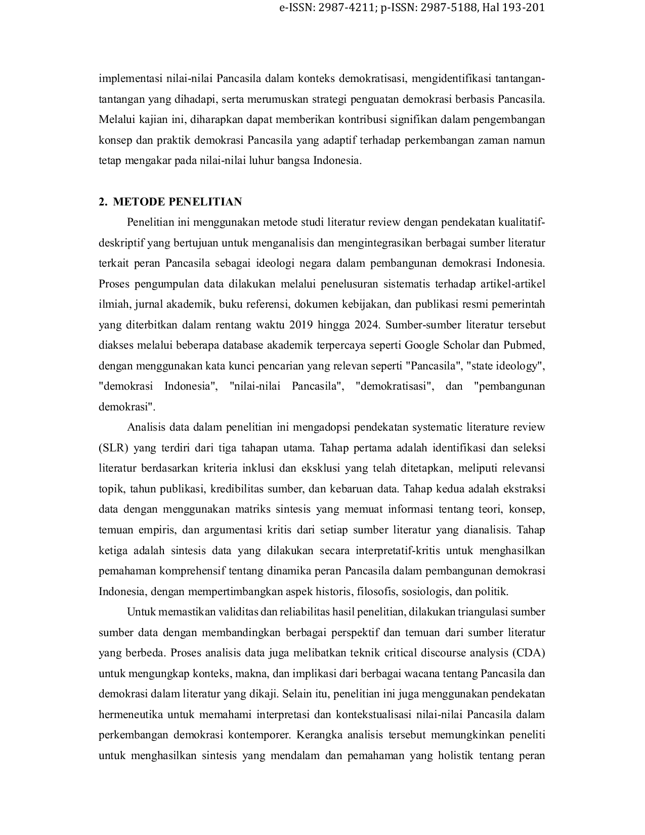 JURIS Pancasila Sebagai Ideologi Negara dalam Pembangunan Demokrasi Indonesia