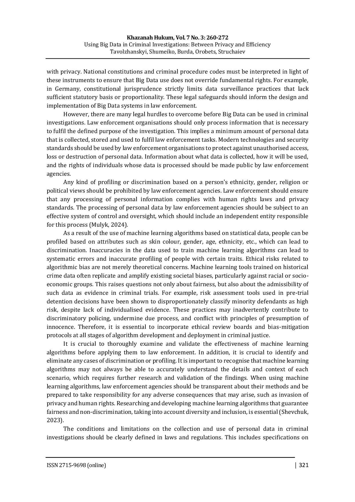 JURIS Using Big Data in Criminal Investigations Between Privacy and Efficiency