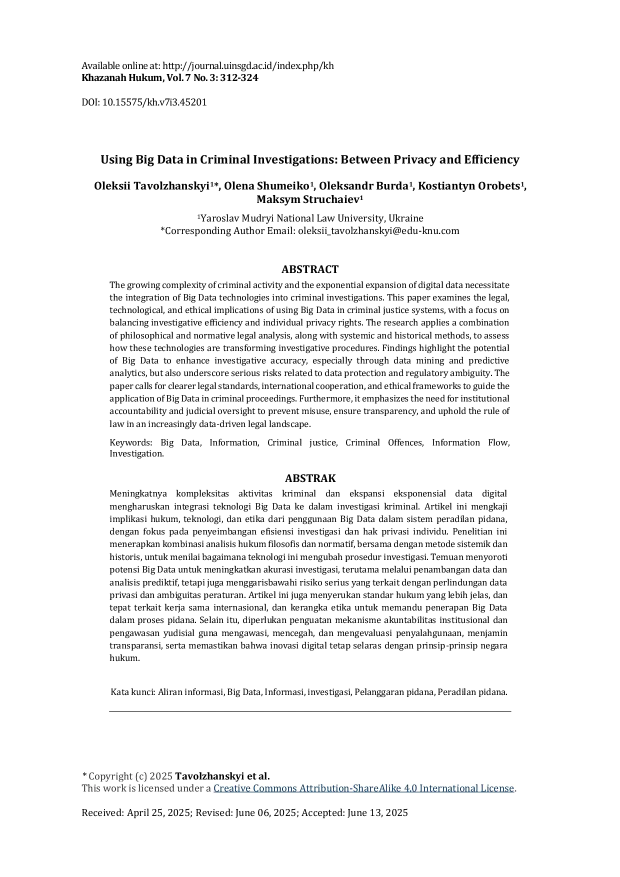 JURIS Using Big Data in Criminal Investigations Between Privacy and Efficiency