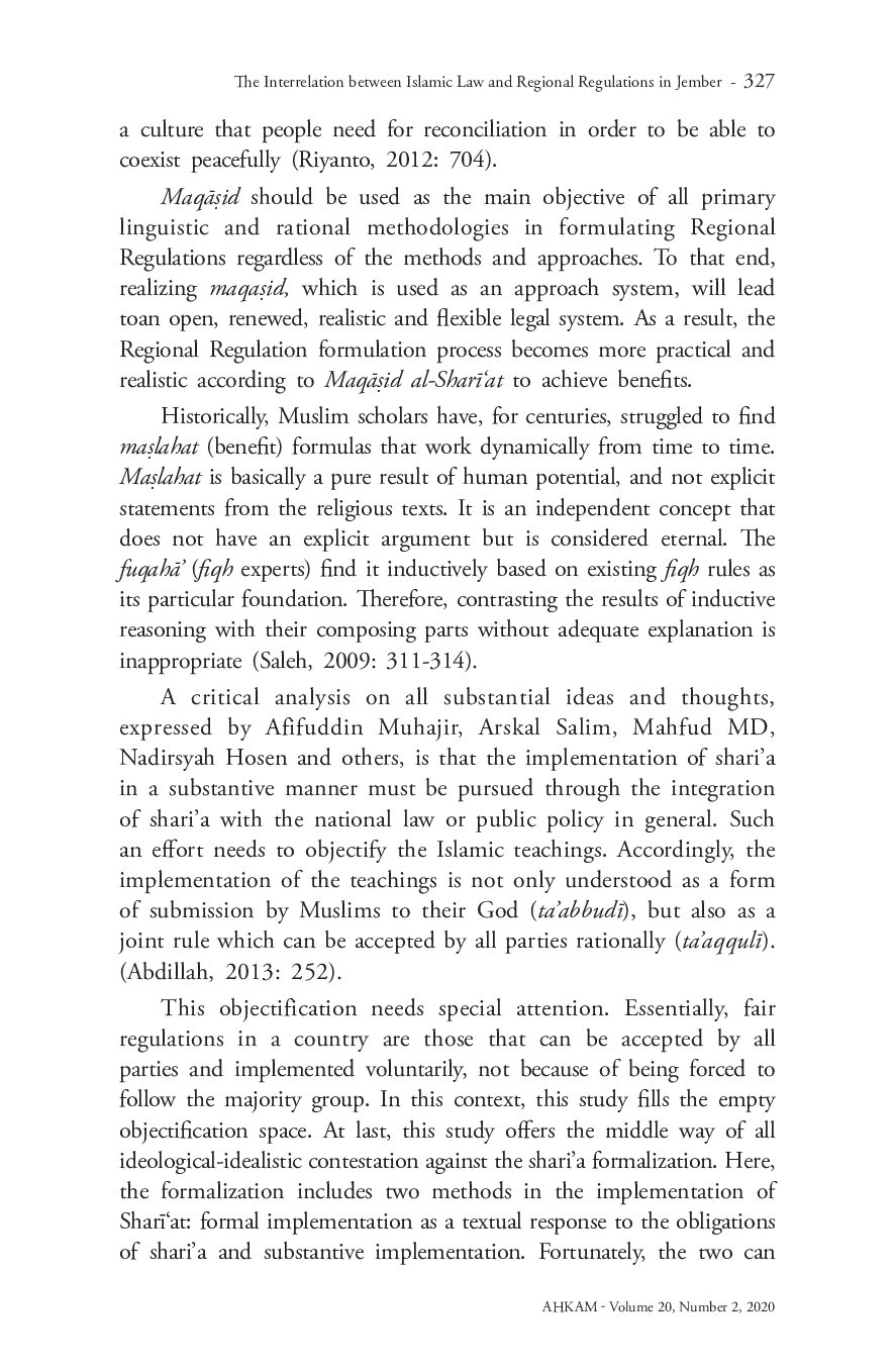 juris The Interrelation between Islamic Law and Regional Regulations in Jember Examining the MaqAid al Shar at based Reasoning in IstinbA al AhkAm