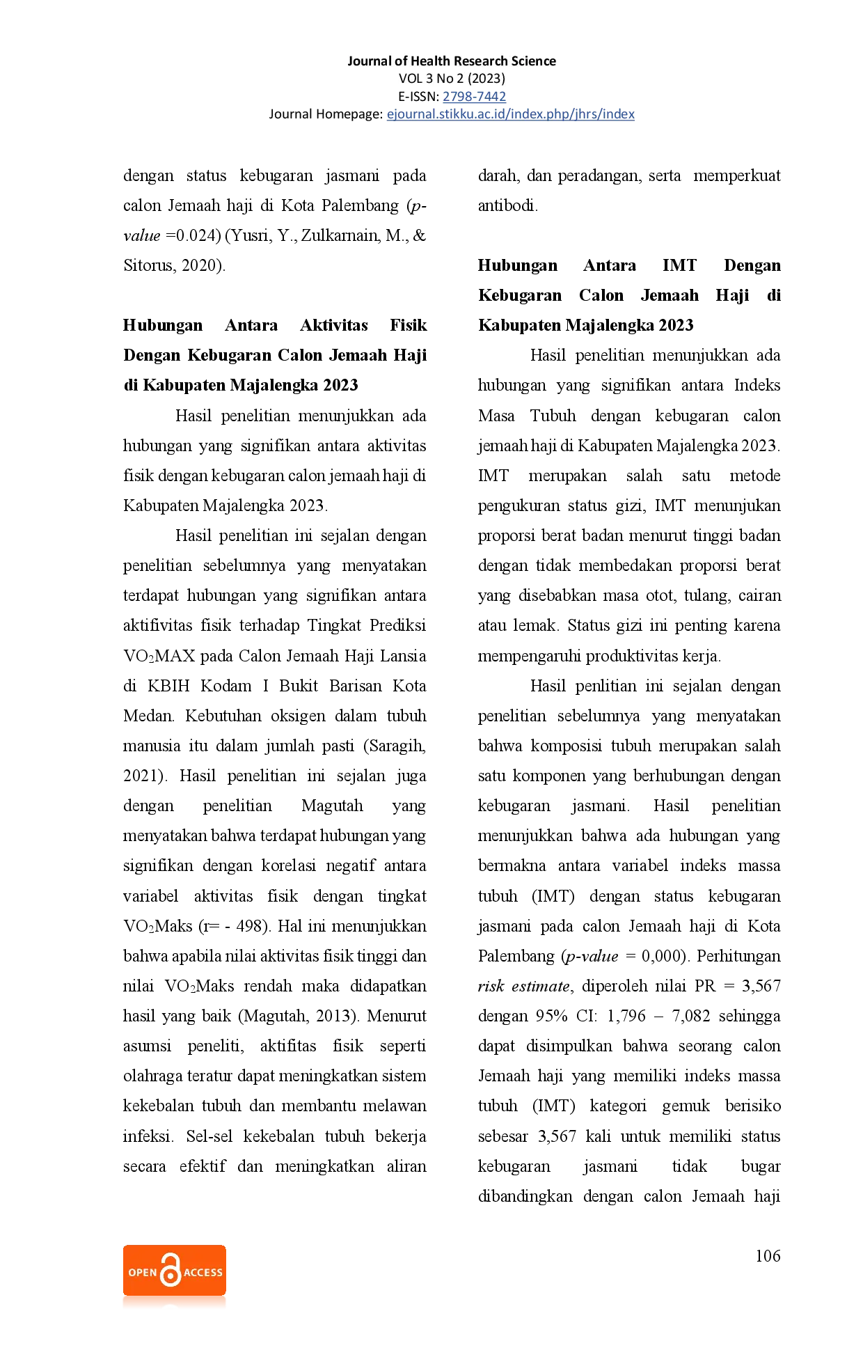 juris Analisis Faktor Faktor yang Berhubungan dengan Kebugaran Jasmani Calon Jemaah Haji di Kabupaten Majalengka