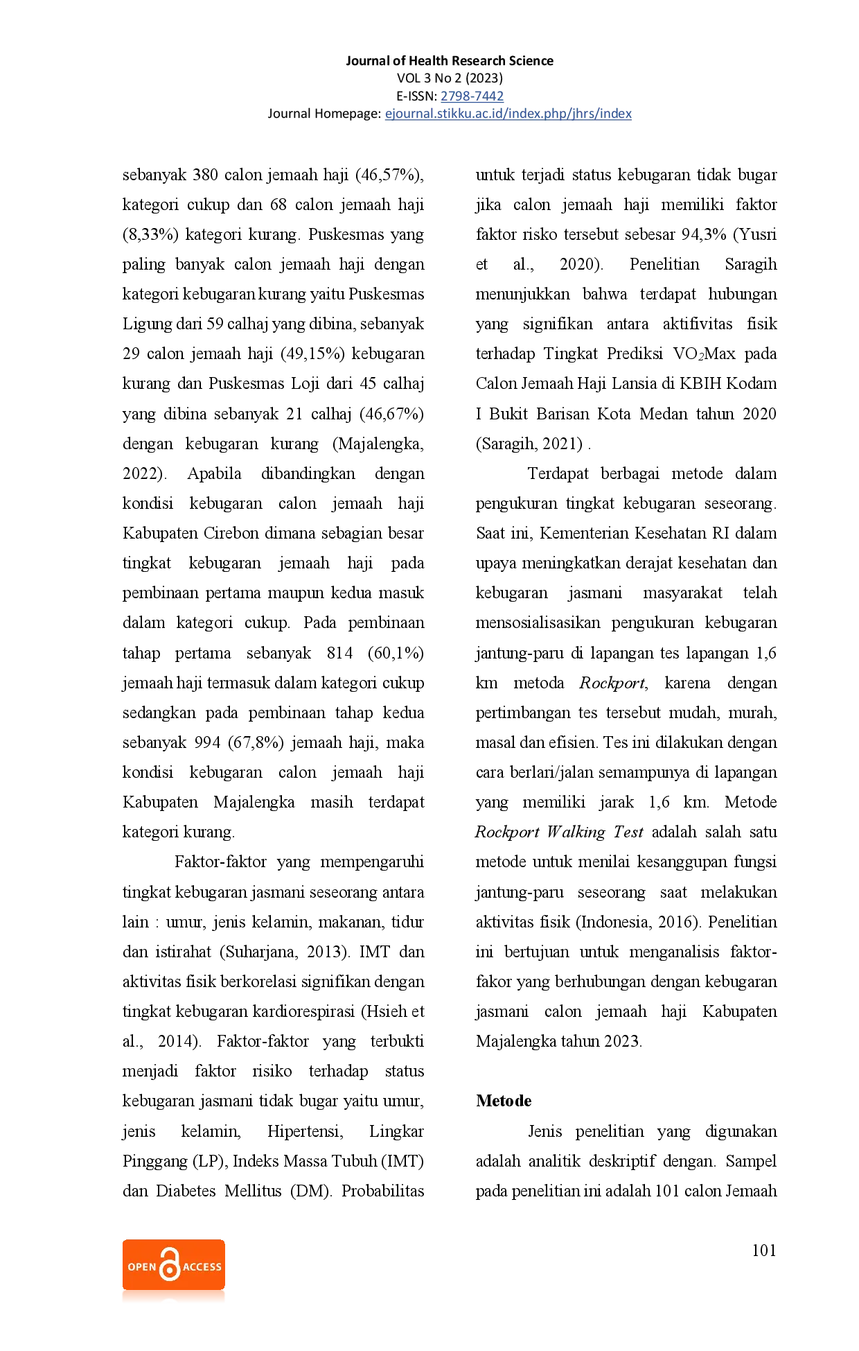 juris Analisis Faktor Faktor yang Berhubungan dengan Kebugaran Jasmani Calon Jemaah Haji di Kabupaten Majalengka