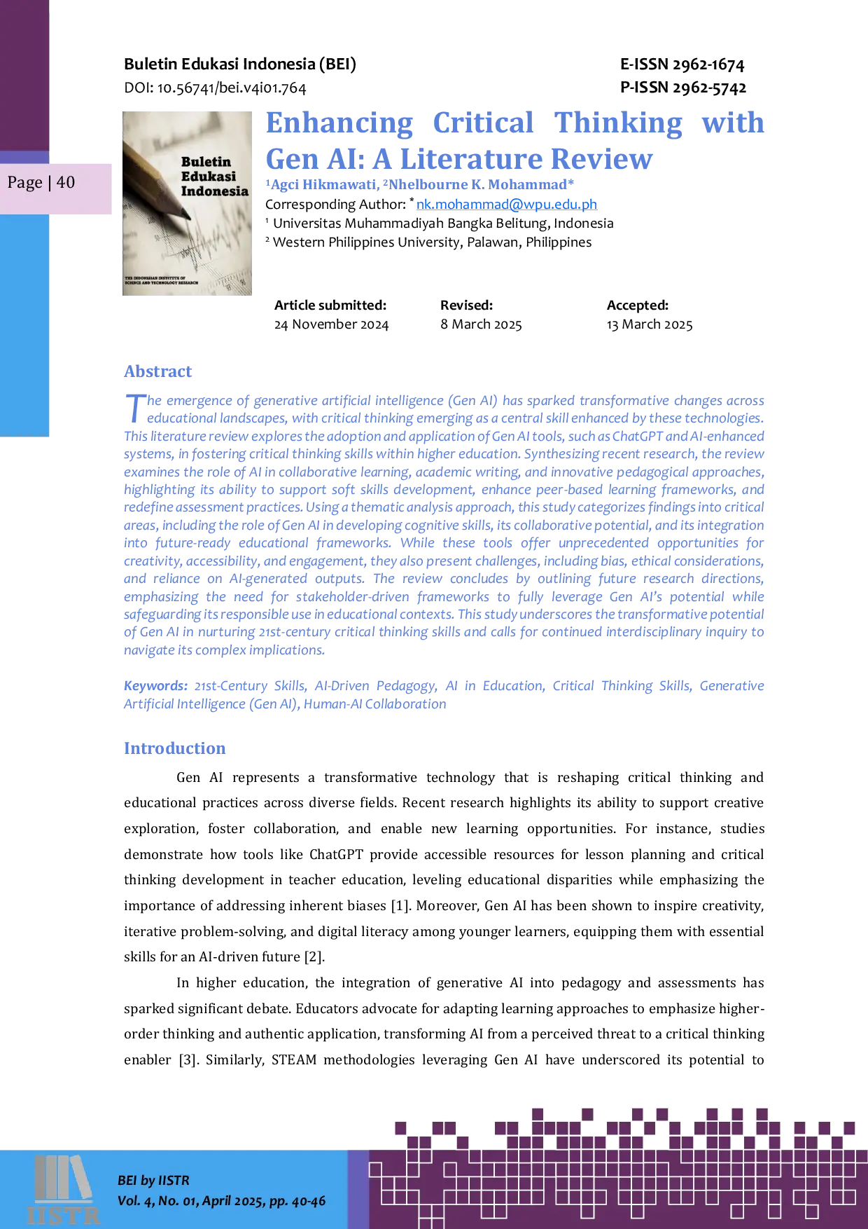 JURIS Enhancing Critical Thinking with Gen AI A Literature Review