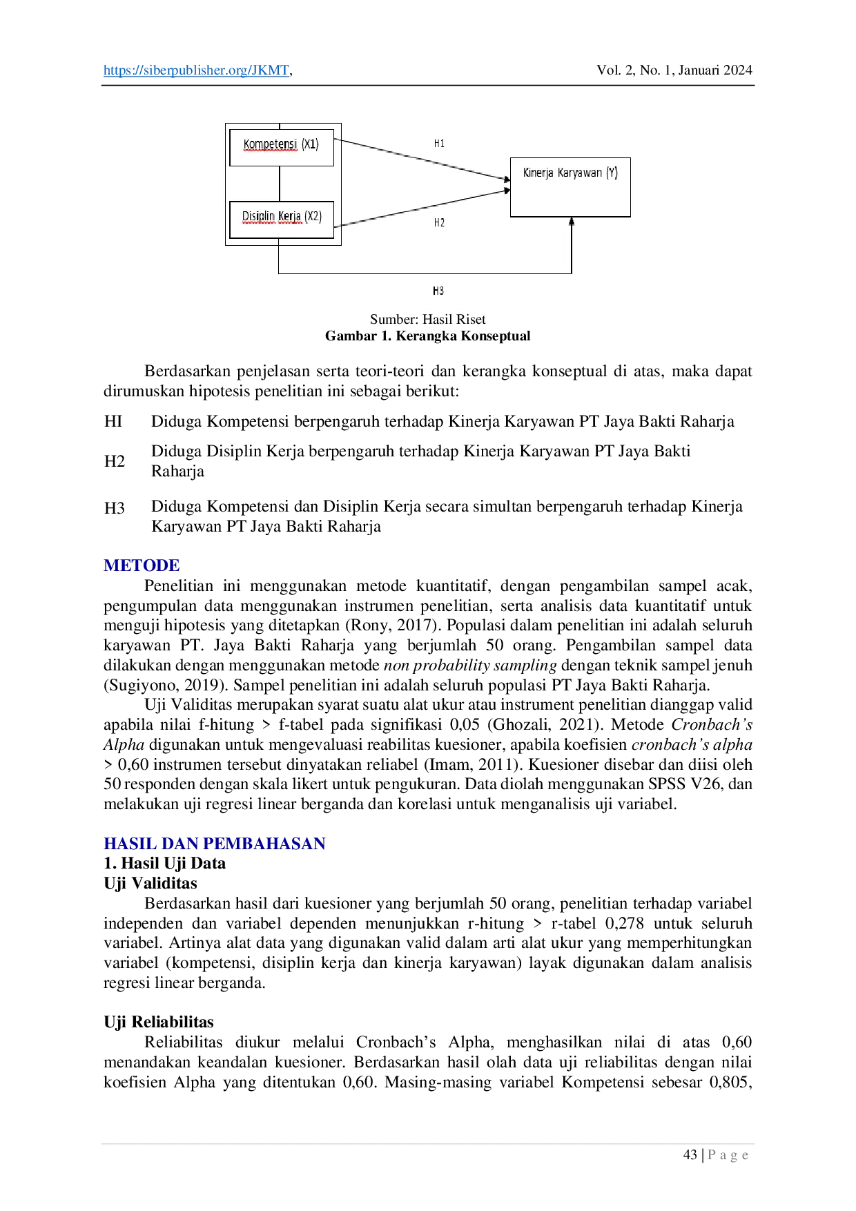 JURIS Pengaruh Kompetensi dan Disiplin Kerja Terhadap Kinerja Karyawan PT Jaya Bakti Raharja