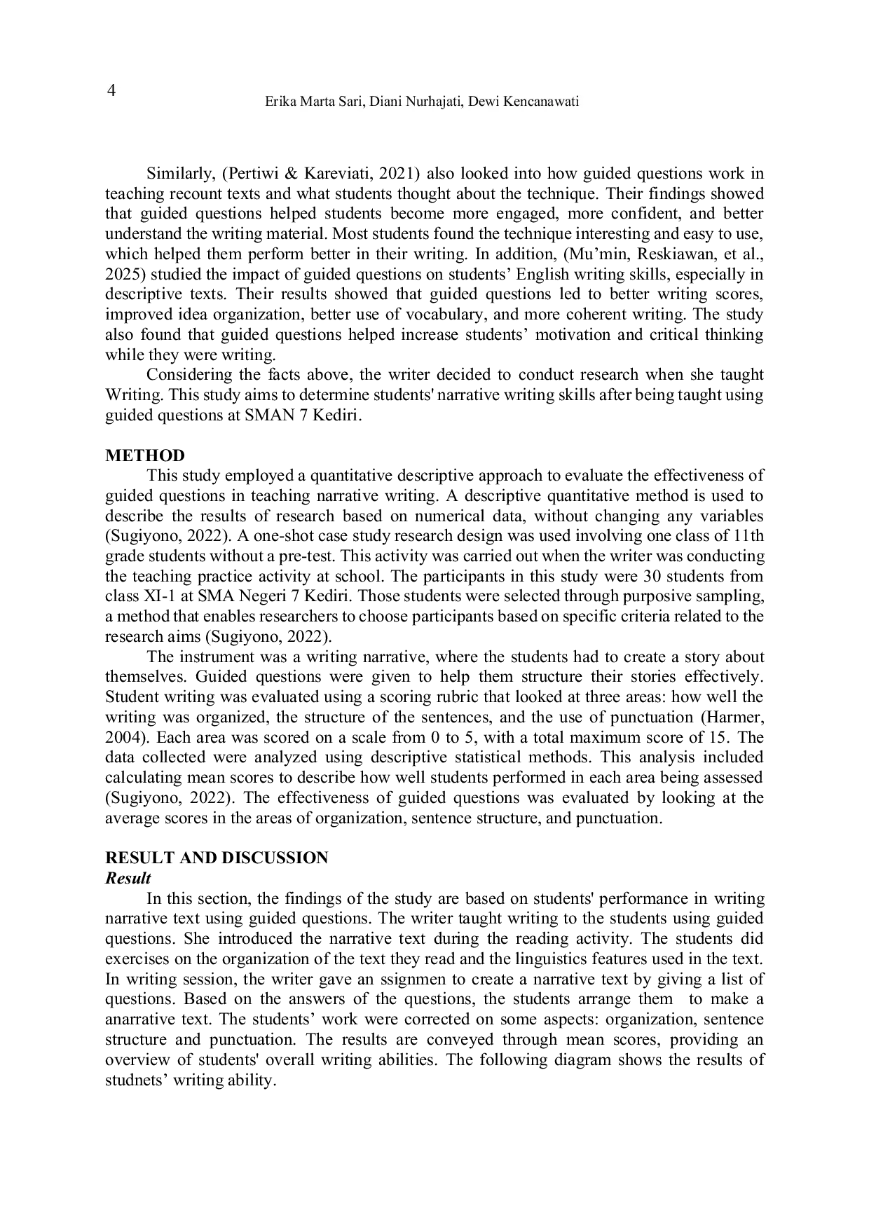 JURIS Application of Guided Questions Technique to Teach Narrative Text Writing Skills