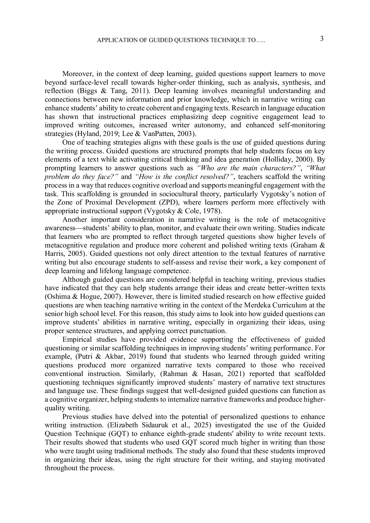 JURIS Application of Guided Questions Technique to Teach Narrative Text Writing Skills