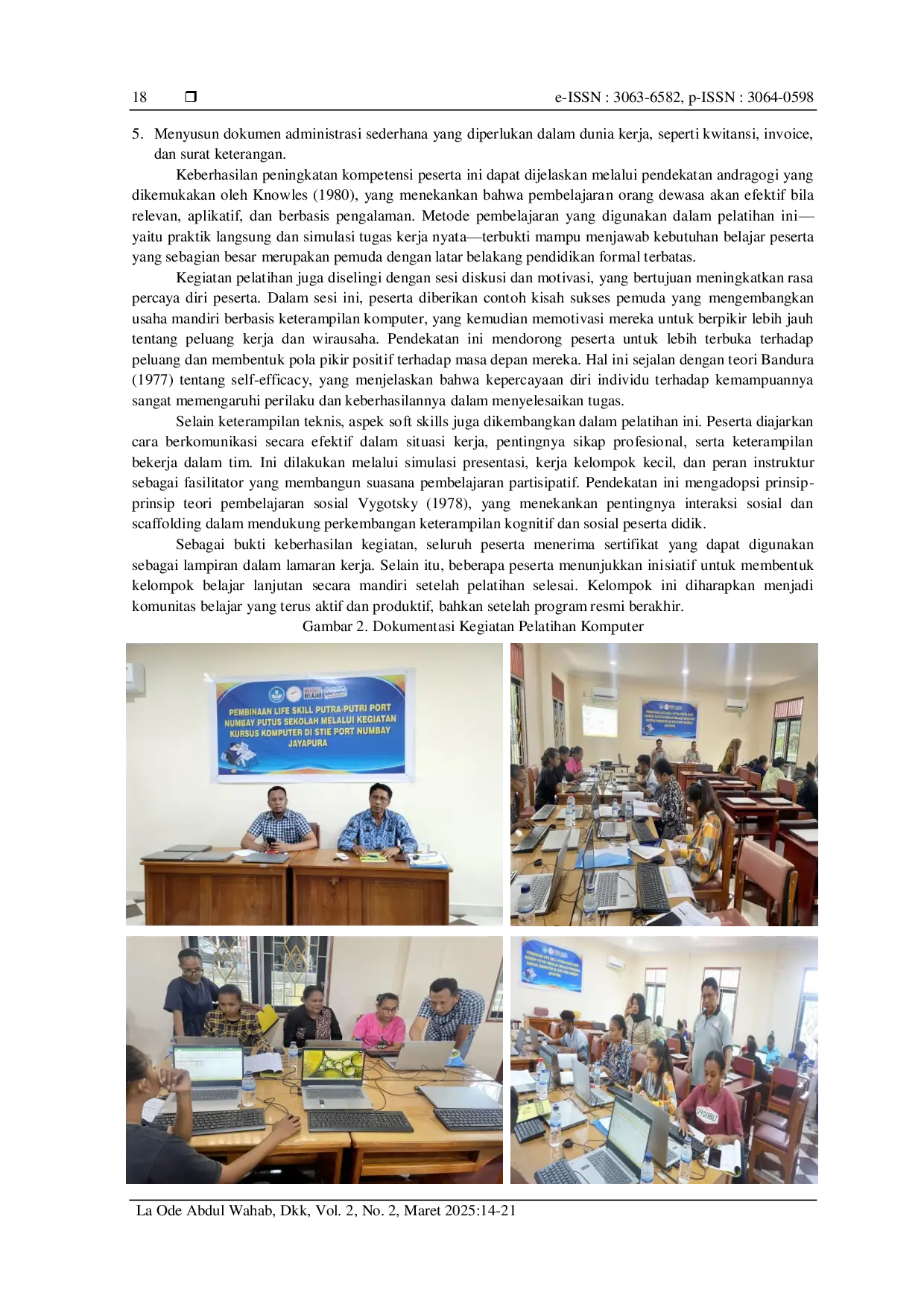 JURIS Pembinaan Life Skills Putra Putri Port Numbay Putus Sekolah Melalui Pelatihan Komputer Di STIE Port Numbay Jayapura