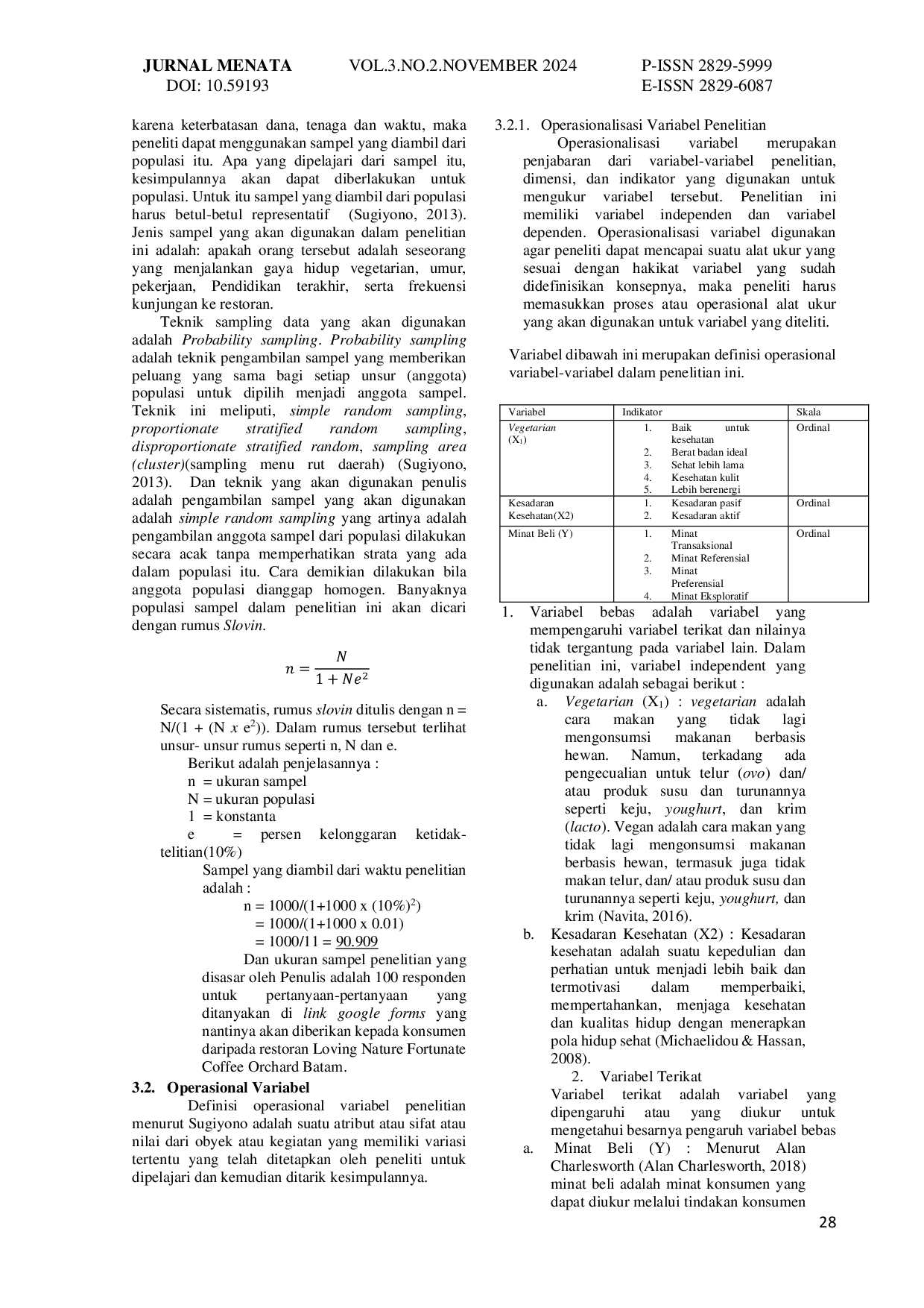 JURIS Analisis Gaya Hidup Vegetarian Dan Kesadaran Kesehatan Terhadap Minat Konsumen Di Loving Nature Fortunate Coffee Orchard Batam