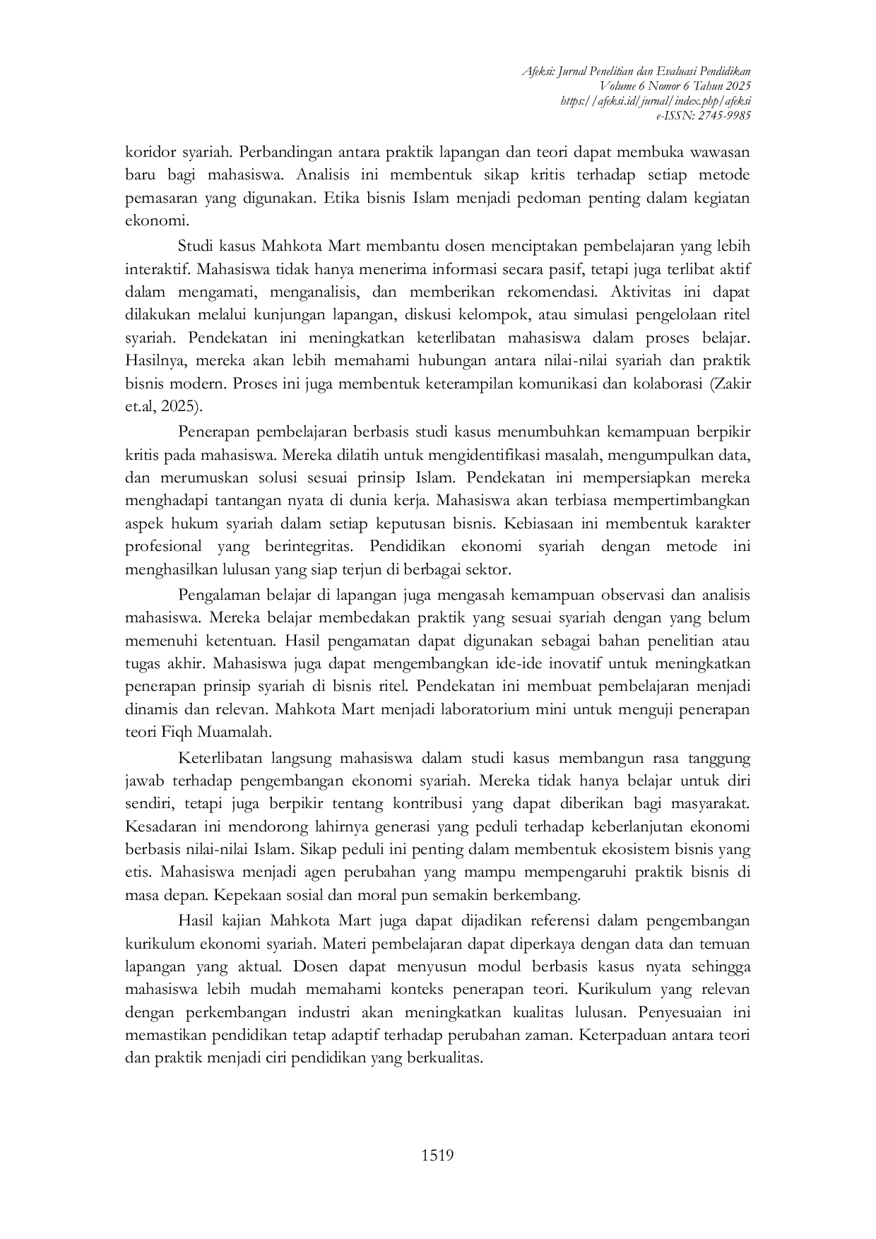 JURIS Kajian Fiqh Muamalah Pembelajaran Ekonomi Syariah dalam Praktik Bisnis Ritel di Talang Babat