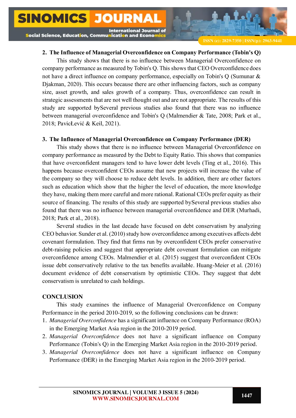 JURIS The Effect of Managerial Overconfidence on Firm Performance in Emerging Market Asia