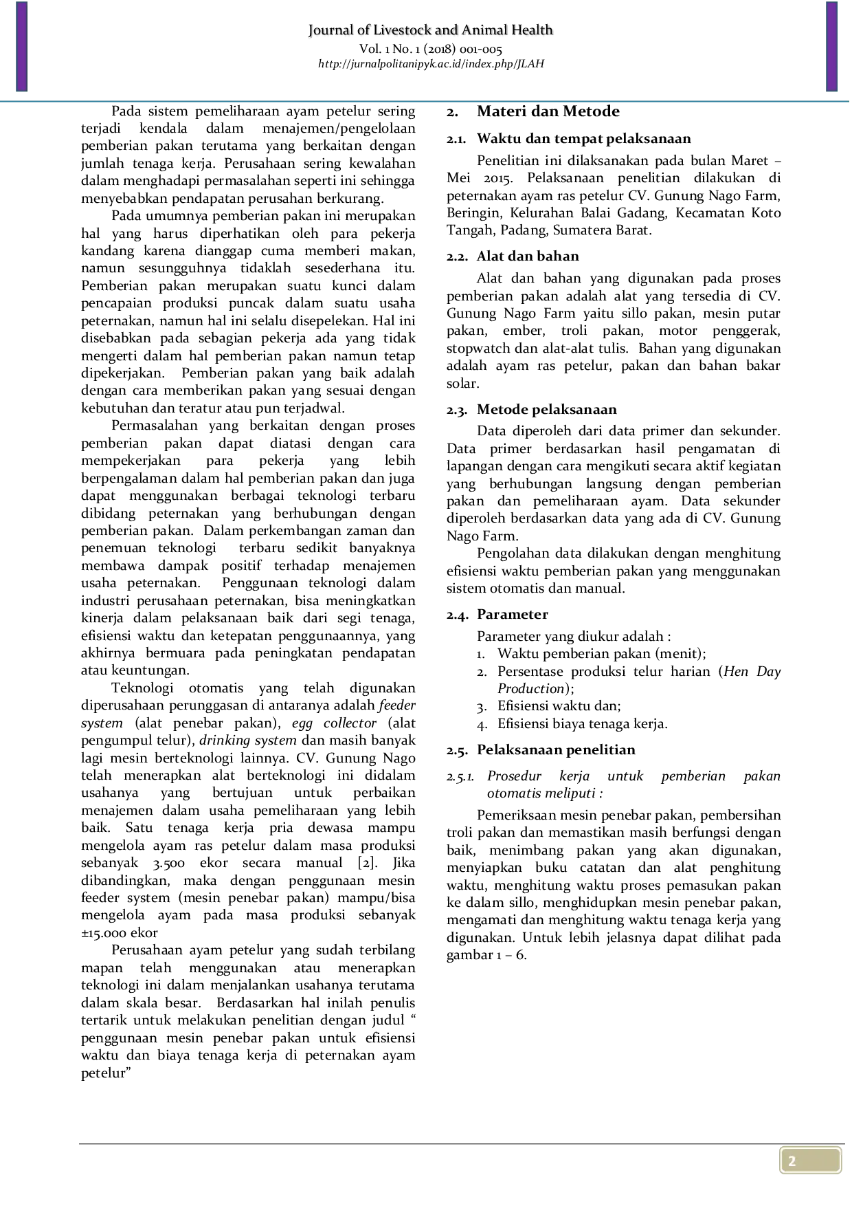 JURIS Penggunaan Mesin Penebar Pakan Untuk Efisiensi Waktu dan Biaya Tenaga Kerja di Peternakan Ayam Petelur