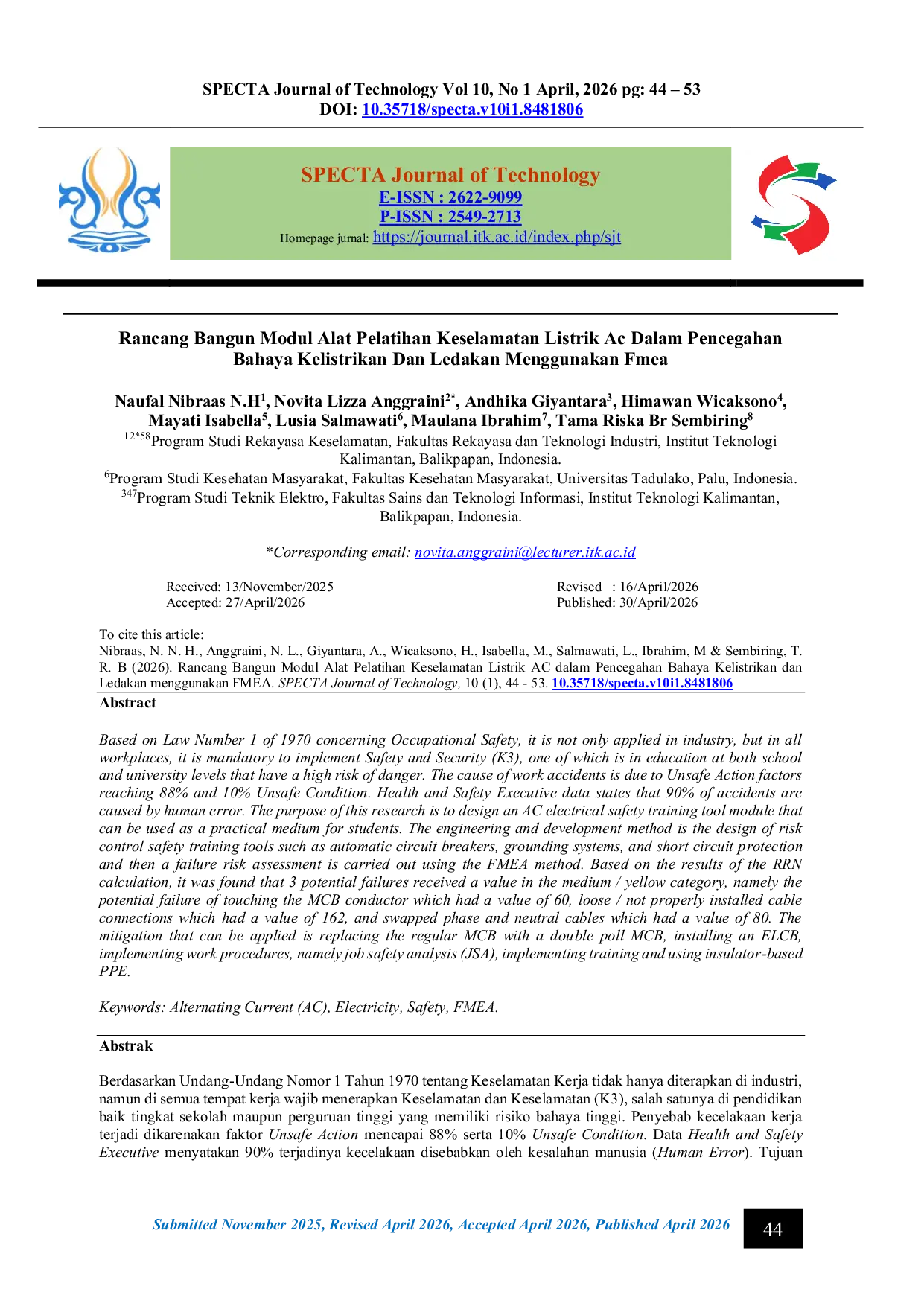 JURIS Design and Development of an AC DC Electrical Safety Training Module for Preventing Electrical Hazards and Explosions