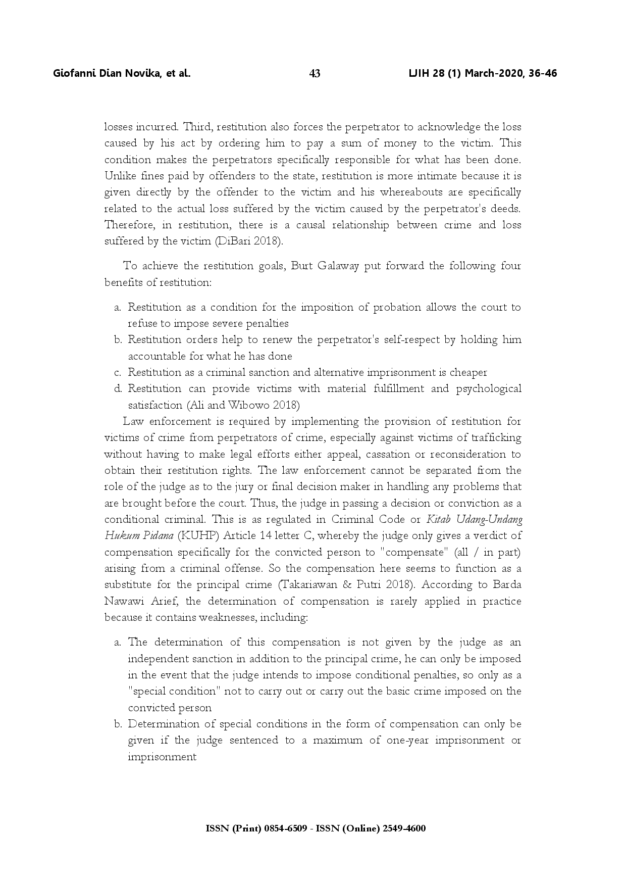 juris Legal protection in restitution to the victims of human trafficking