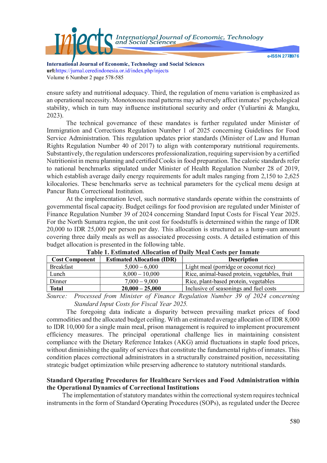 JURIS Legal Regulations on Health Services and Suitable Food for Prisoners in Class IIa Pancur Batu Correctional Institution
