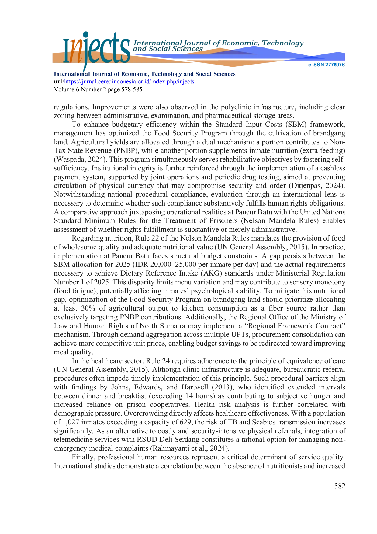 JURIS Legal Regulations on Health Services and Suitable Food for Prisoners in Class IIa Pancur Batu Correctional Institution