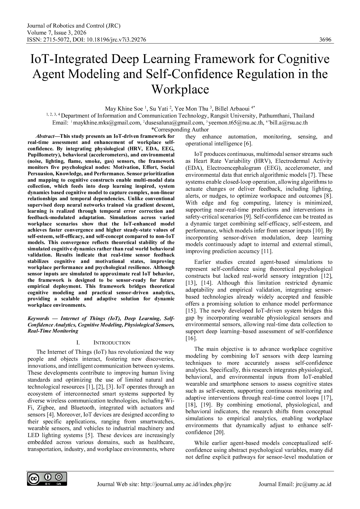 JURIS IoT Integrated Deep Learning Framework for Cognitive Agent Modeling and Self Confidence Regulation in the Workplace