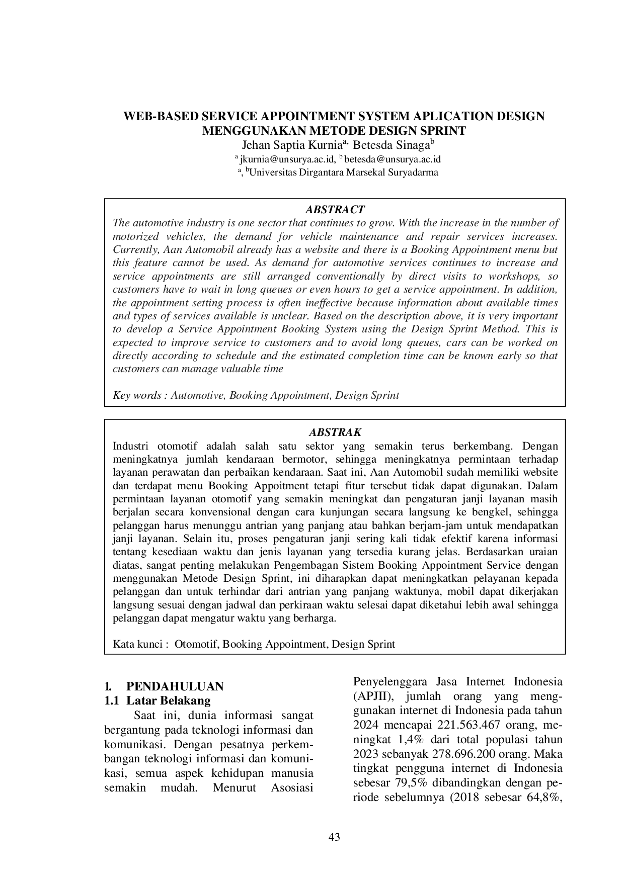 JURIS Web Based Service Appointment System Application Design Menggunakan Metode Design Sprint