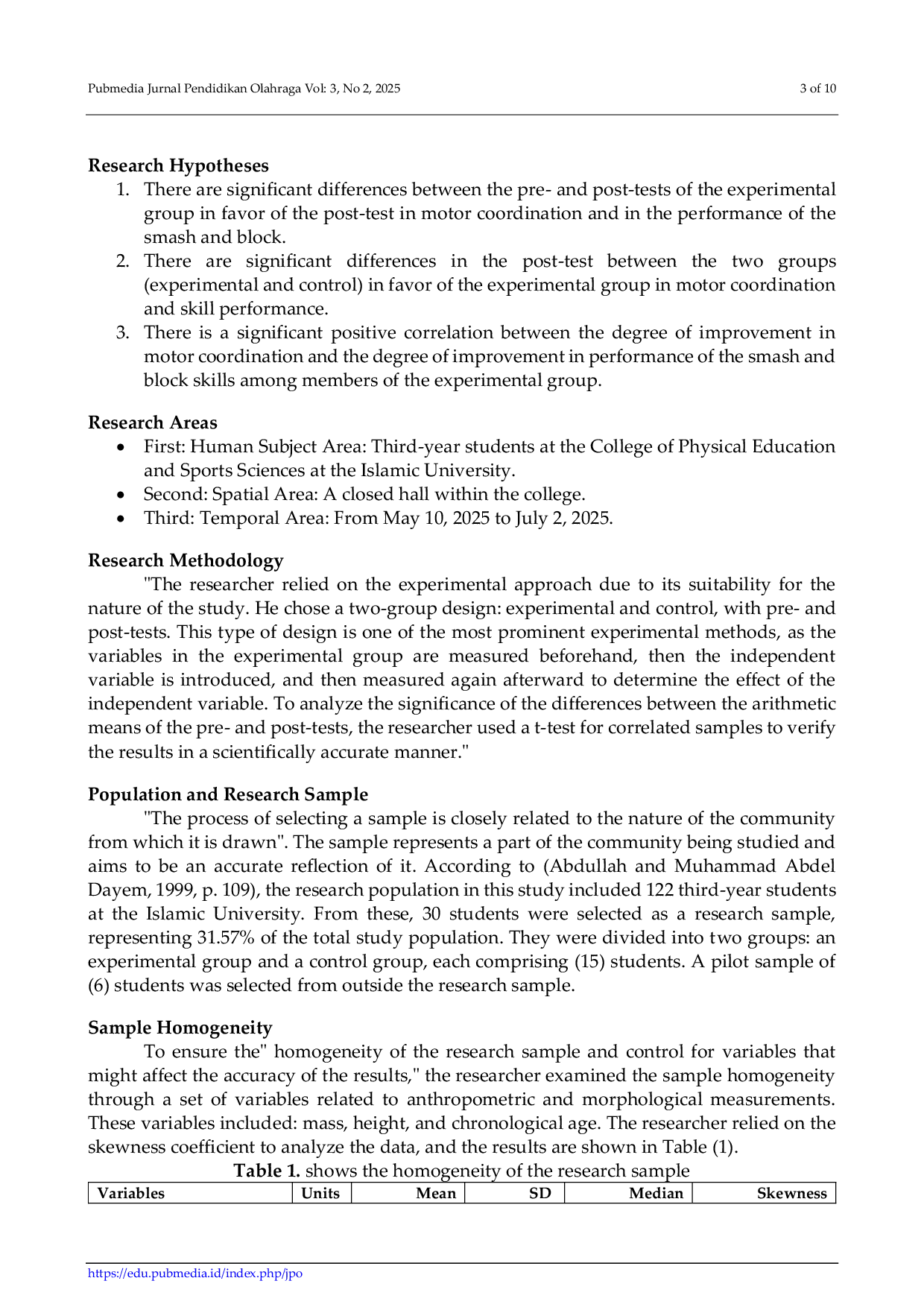 JURIS The Effect of an Educational Approach According to Kolb s Theory on Developing Motor Coordination and Teaching Students the Skills of the Smash and Block Wall