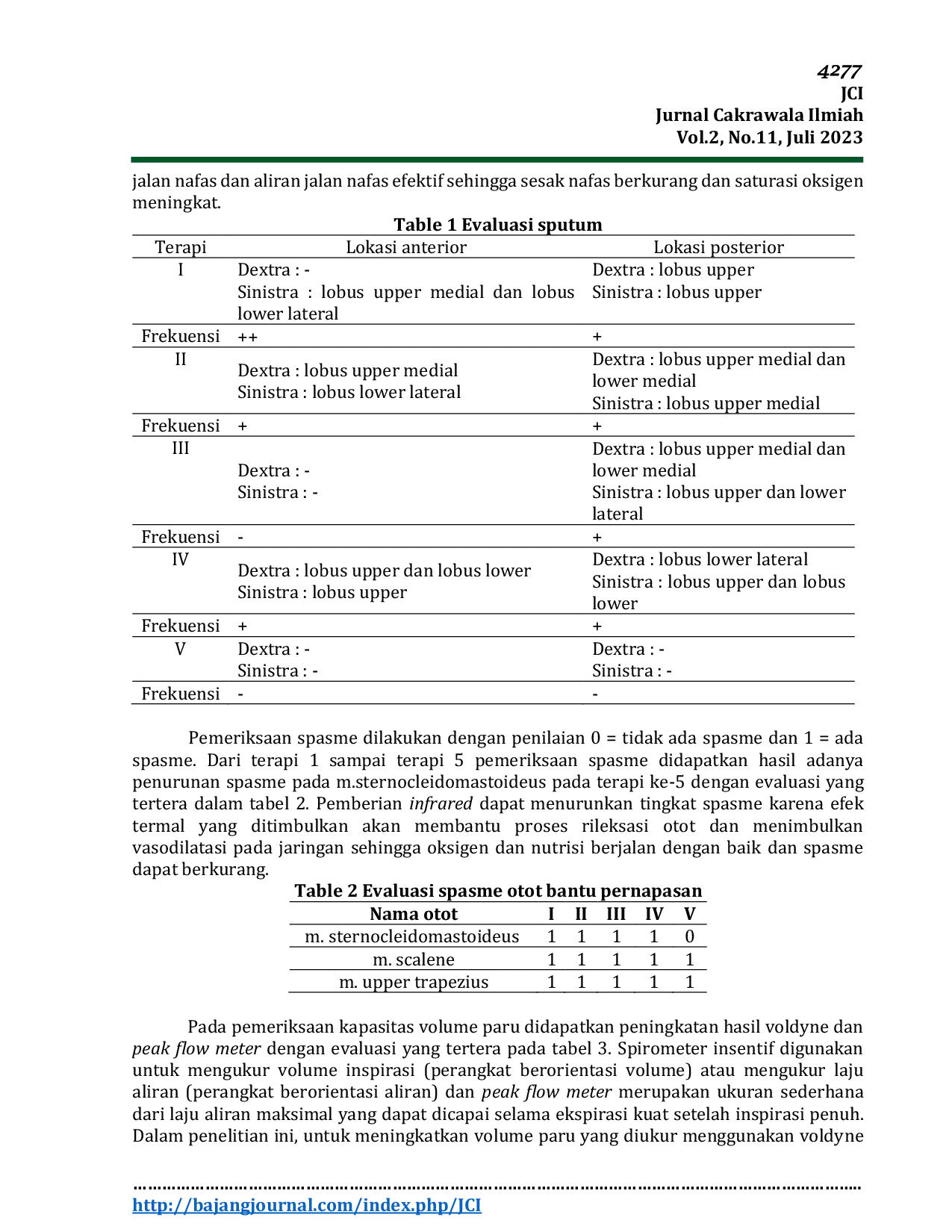 JURIS Penatalaksanaan Fisioterapi Pada Kasus Sindrom Obstruksi Pasca Tuberkulosis Paru Studi Kasus