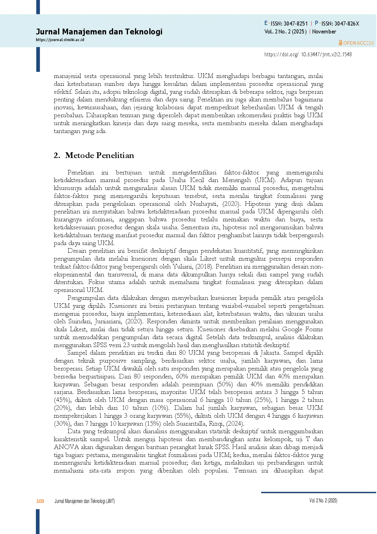 juris Mengidentifikasi Faktor Faktor yang Mempengaruhi Ketidakteradaan Manual Prosedur pada UKM