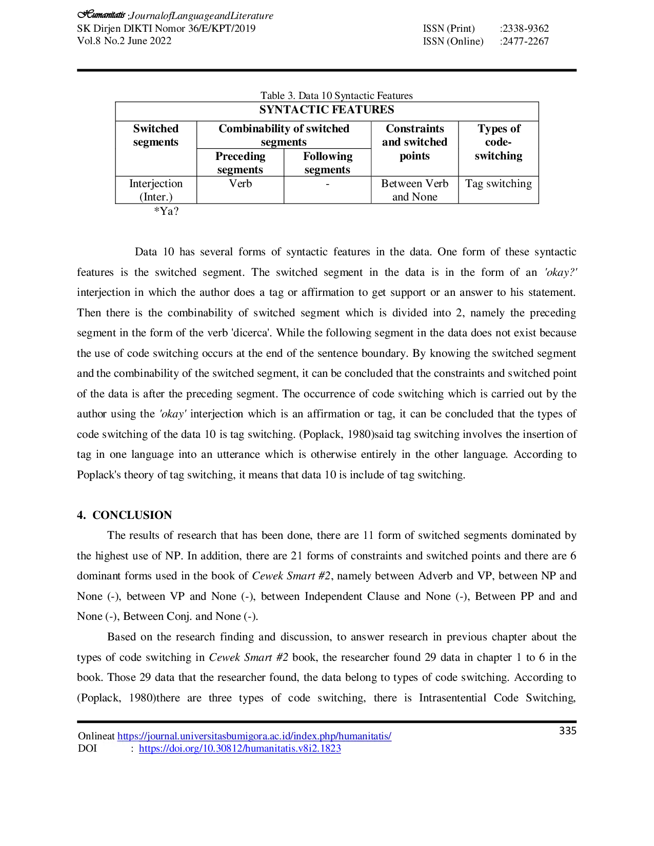 JURIS Revealing the Form of Constraints and Switched Points in Cewek Smart 2