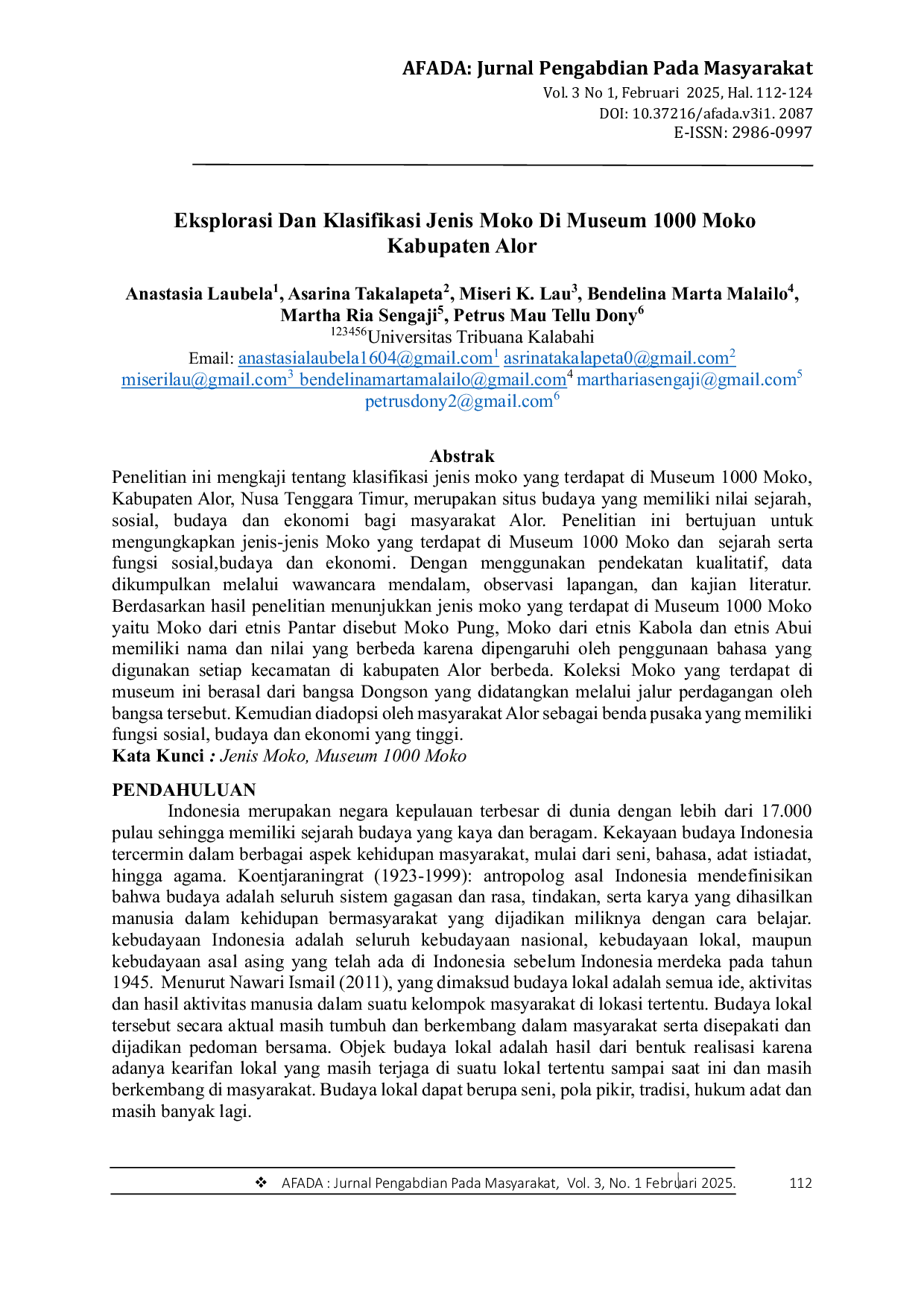 JURIS Eksplorasi Dan Klasifikasi Jenis Moko Di Museum 1000 Moko Kabupaten Alor