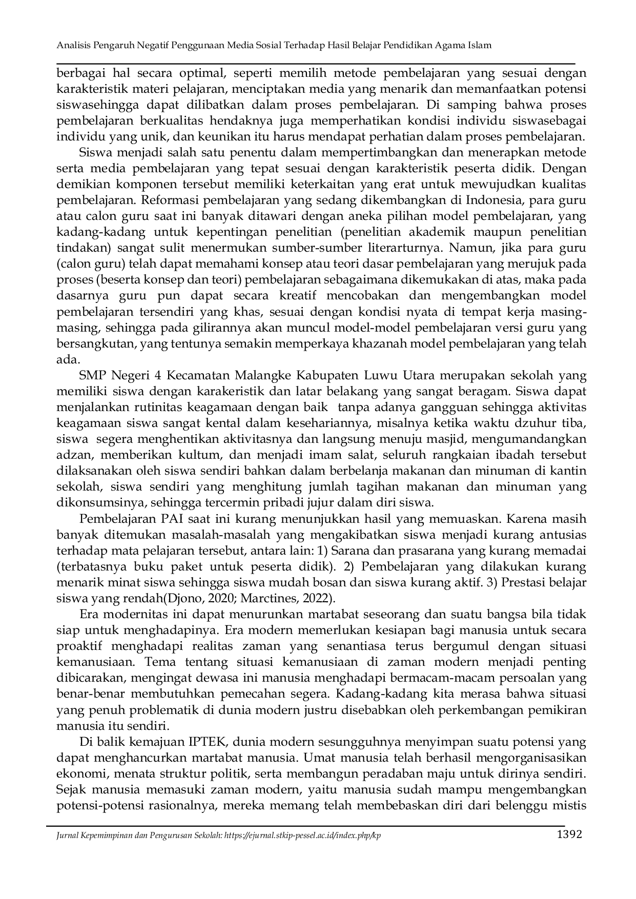 JURIS Analisis Pengaruh Negatif Penggunaan Media Sosial Terhadap Hasil Belajar Pendidikan Agama Islam