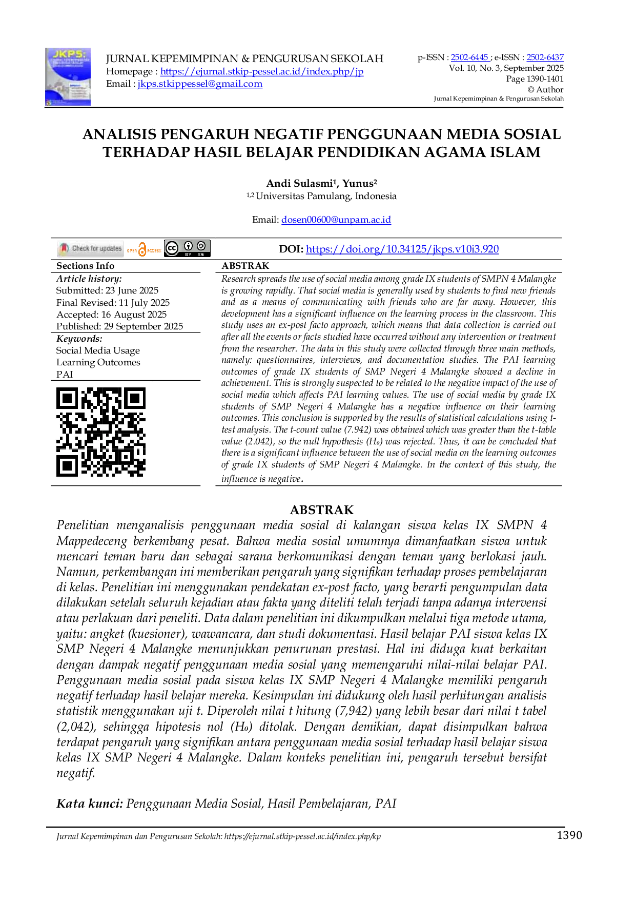 JURIS Analisis Pengaruh Negatif Penggunaan Media Sosial Terhadap Hasil Belajar Pendidikan Agama Islam