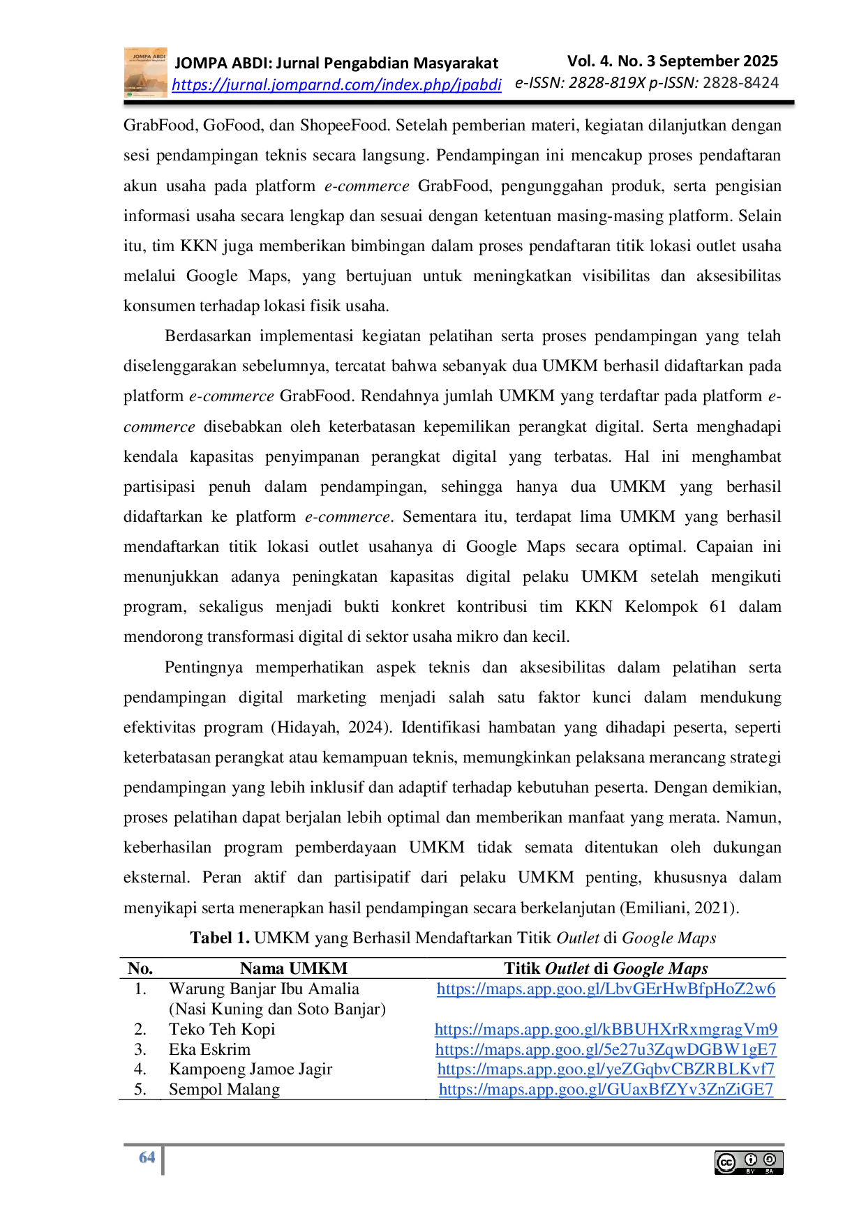 JURIS Pemberdayaan UMKM Melalui Sosialisasi dan Pelatihan Digital Marketing Di Wilayah Kelurahan Jagir Surabaya