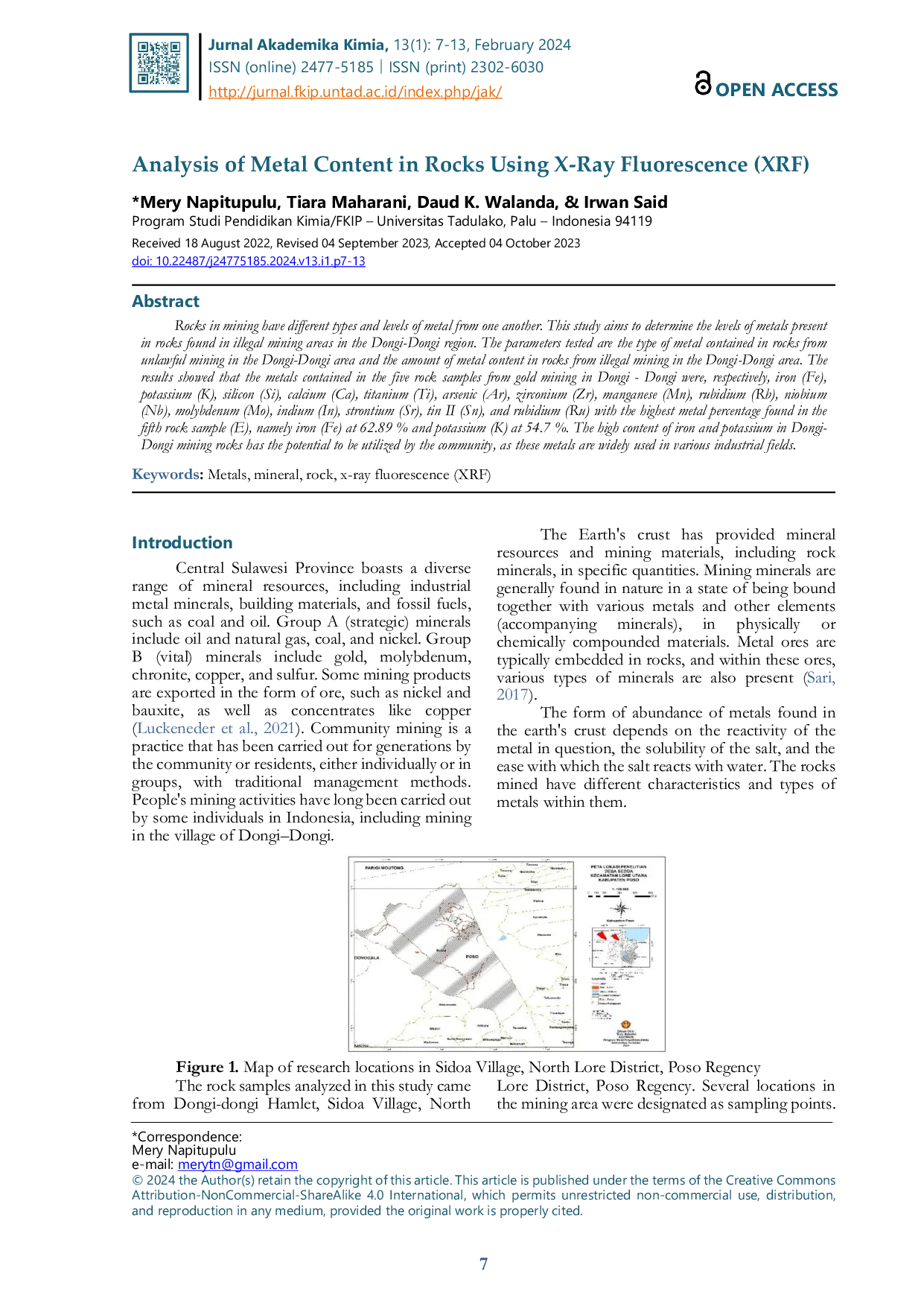 JURIS Analisis Kandungan Logam pada Batuan Menggunakan Flourscensi Sinar X XRF