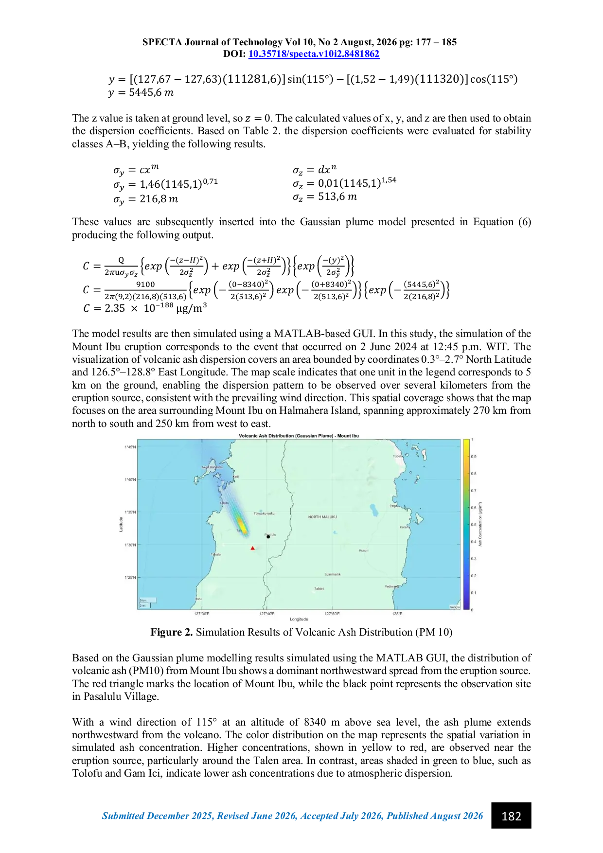 JURIS Gaussian Plume Modelling of Volcanic Ash Distribution from Mount Ibu Eruptions 177 185