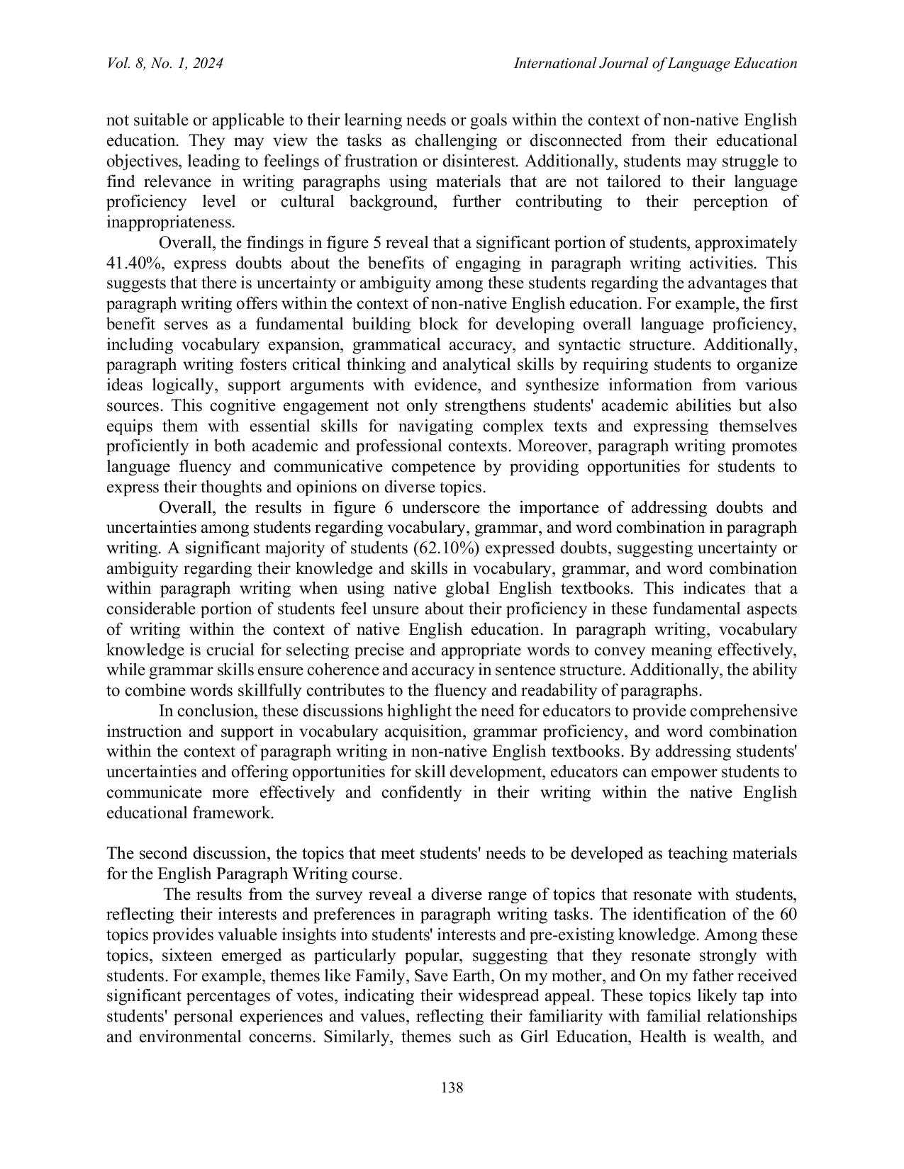 JURIS Enhancing Paragraph Writing Proficiency A Study of Students Performance Post Global English Textbooks Exposure
