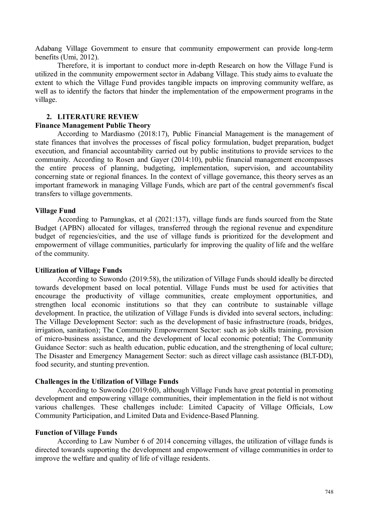 JURIS Analysis of the Utilization of Village Funds in the Field of Community Empowerment to Improve the Welfare of the Adabang Village Community